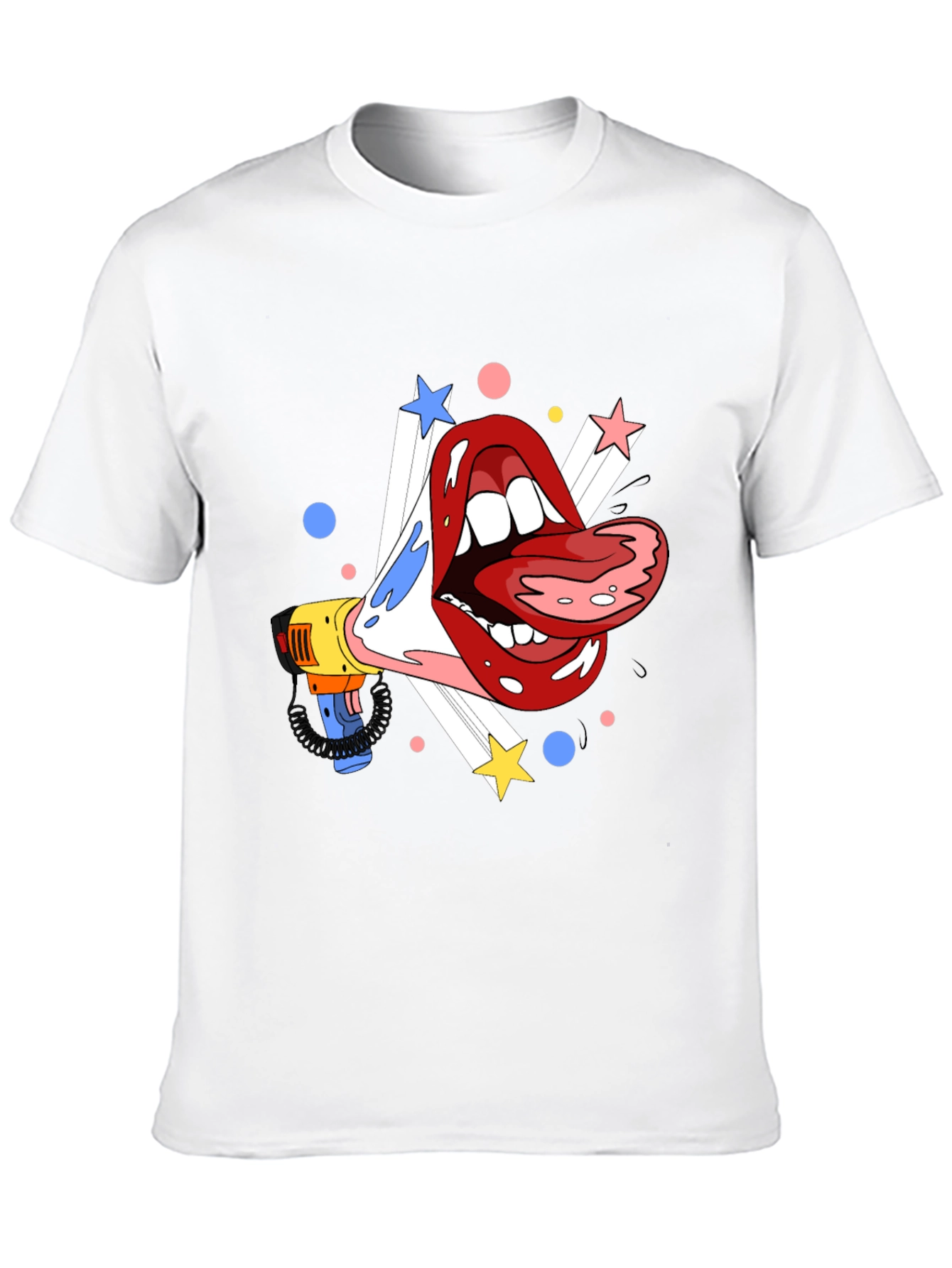 Camiseta Negra con Diseño de Boca y Megáfono