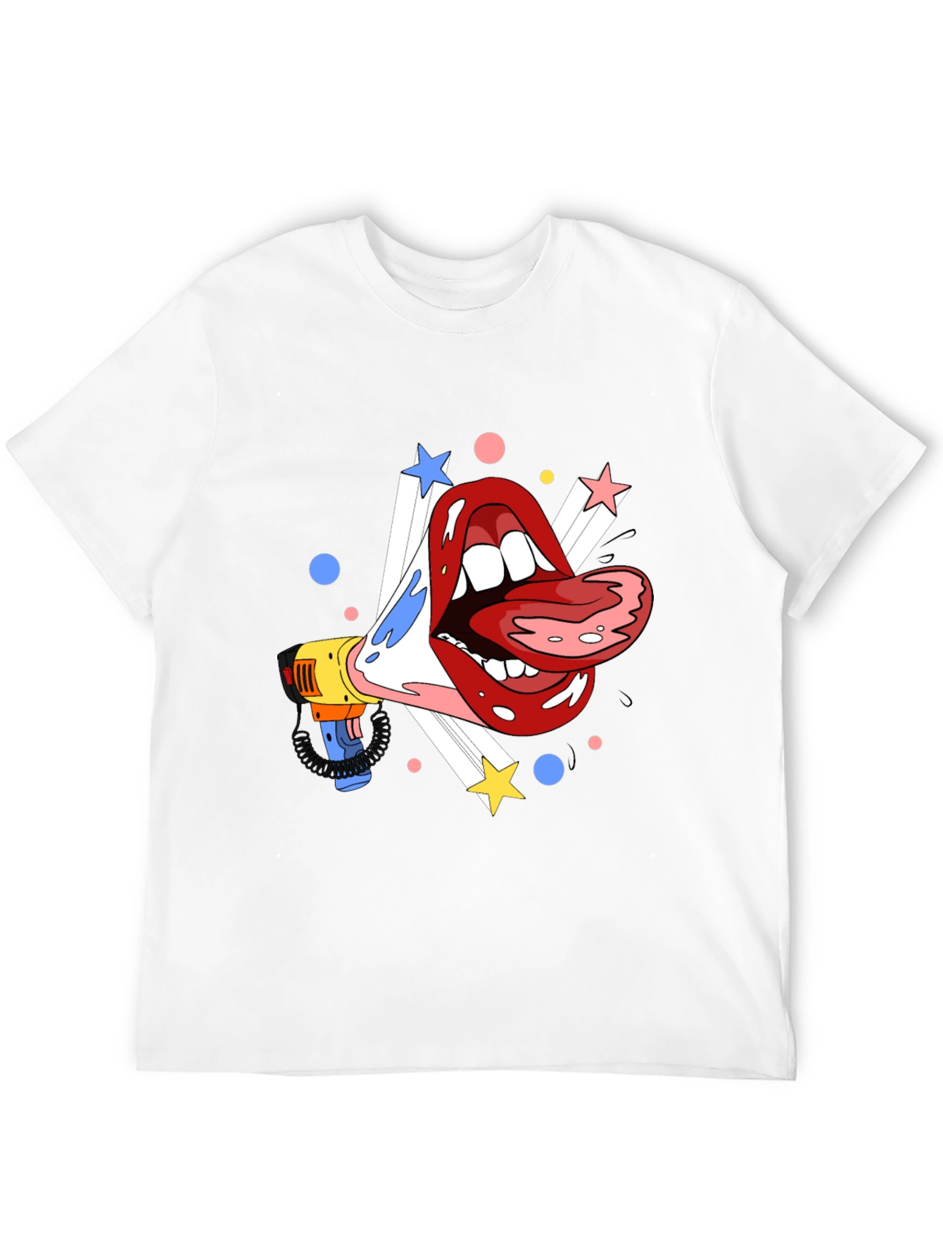 Camiseta Negra con Diseño de Boca y Megáfono