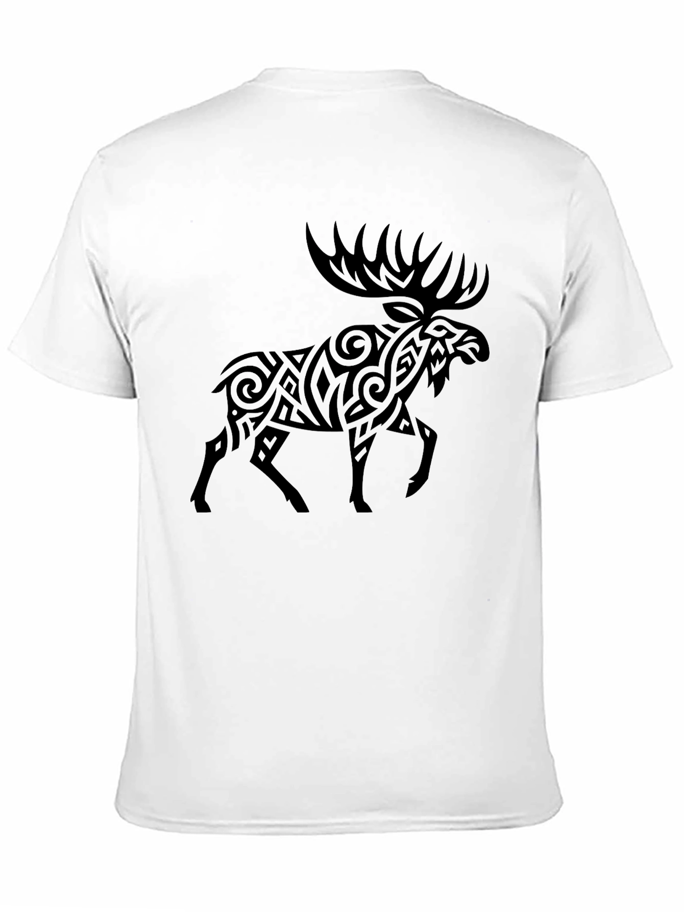 Camiseta Negra con Diseño de Alce Tribal