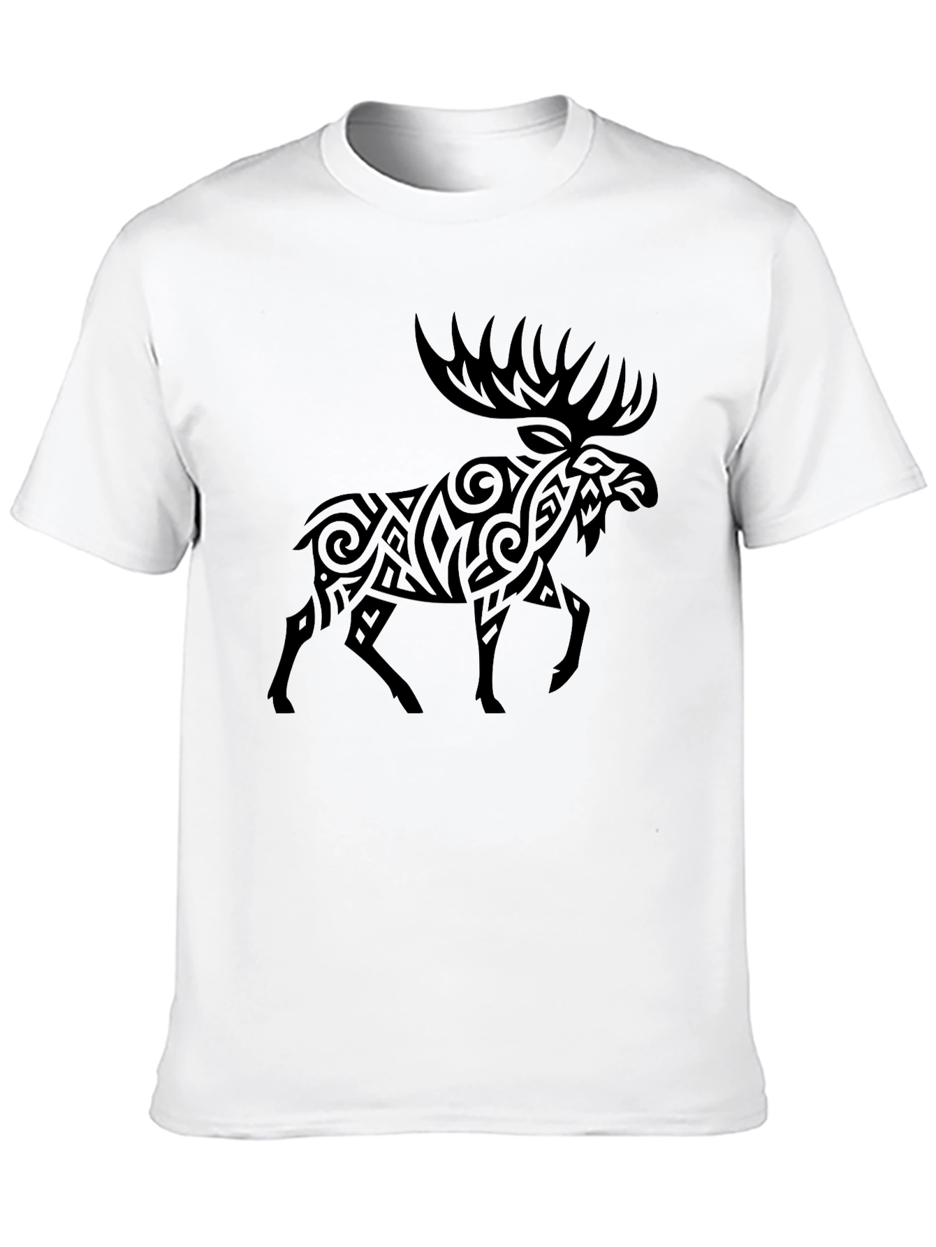 Camiseta Negra con Diseño de Alce Tribal