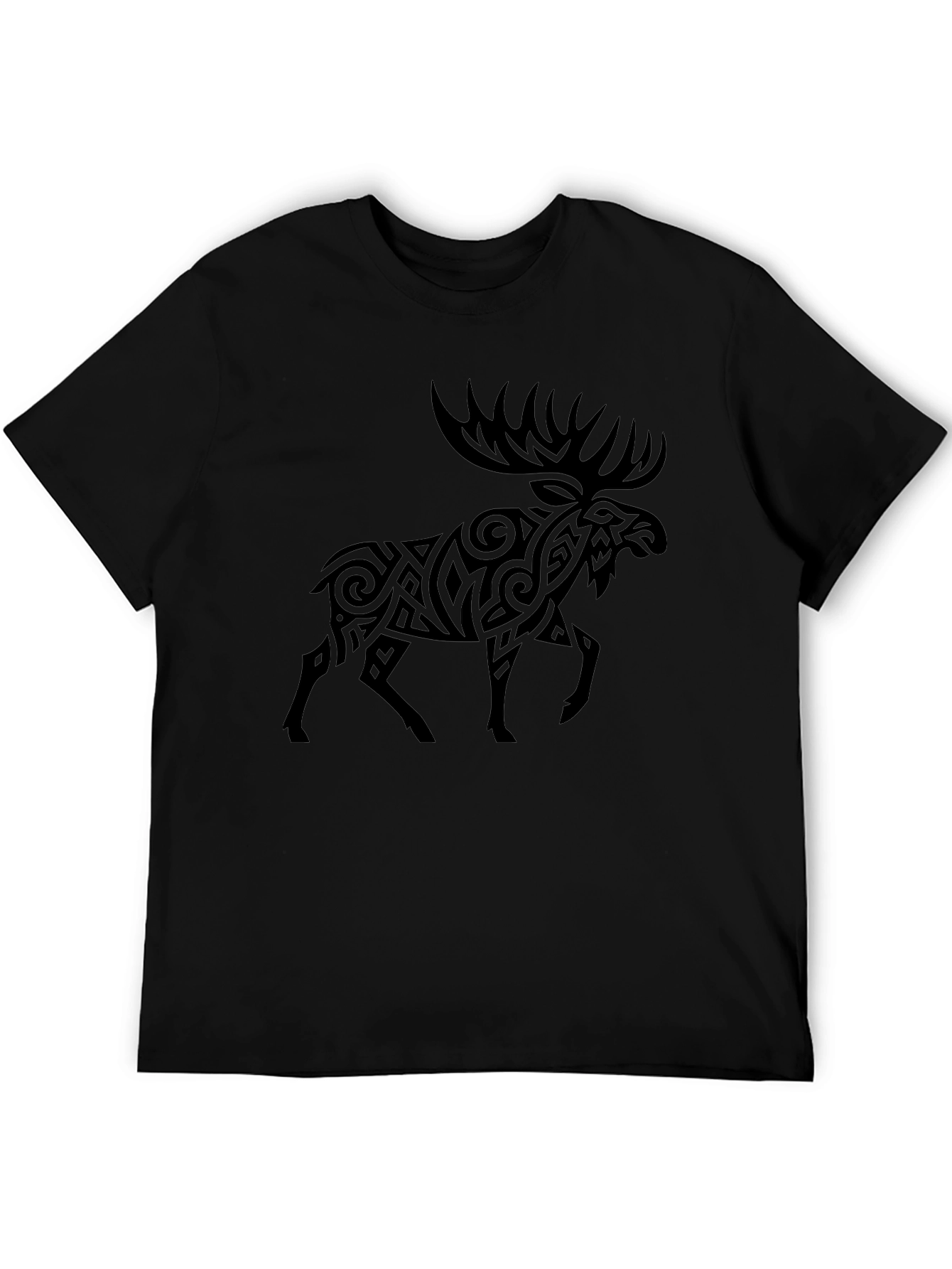 Camiseta Negra con Diseño de Alce Tribal