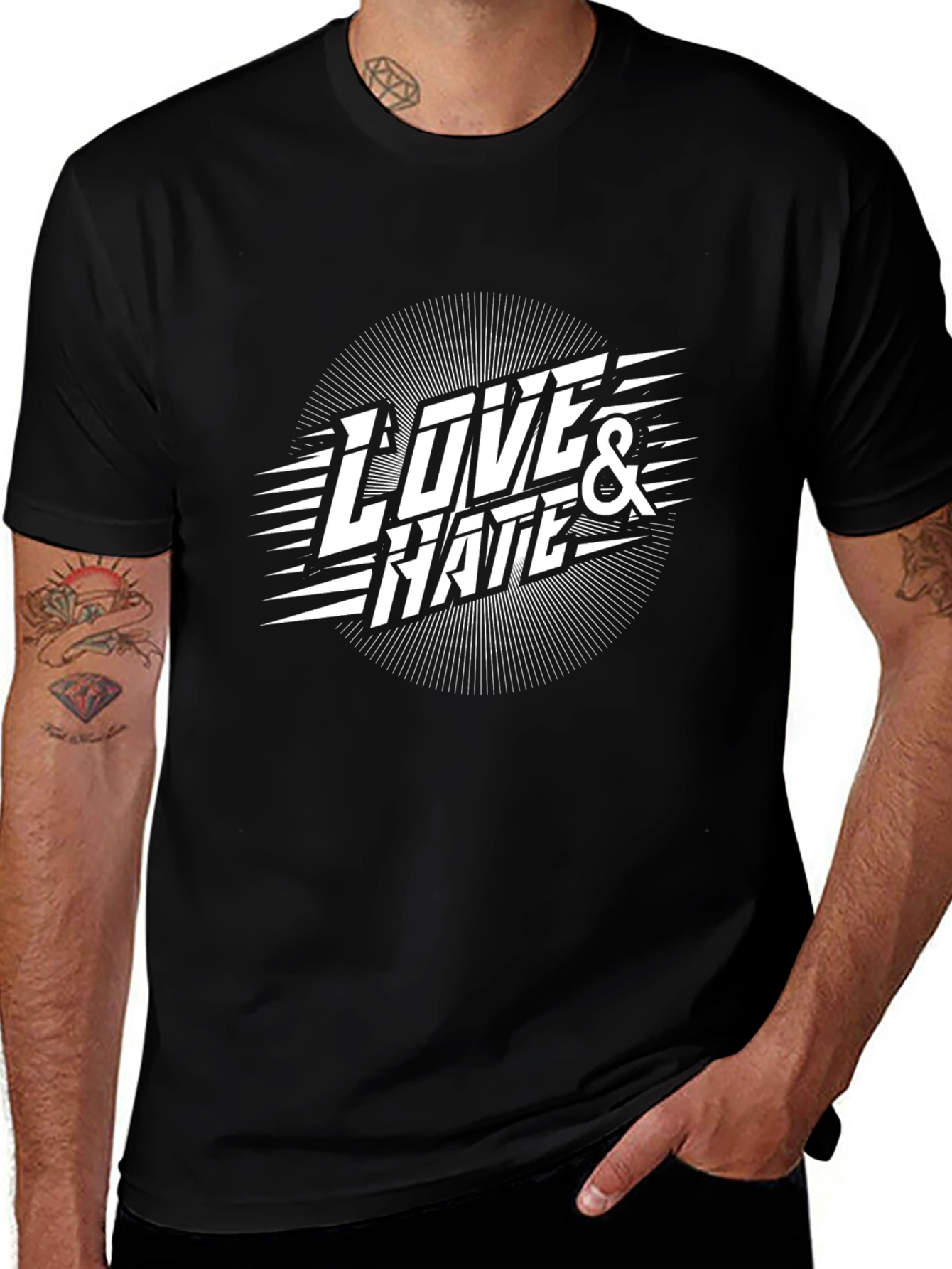 Camiseta Negra Amor & Odio Diseño Gráfico