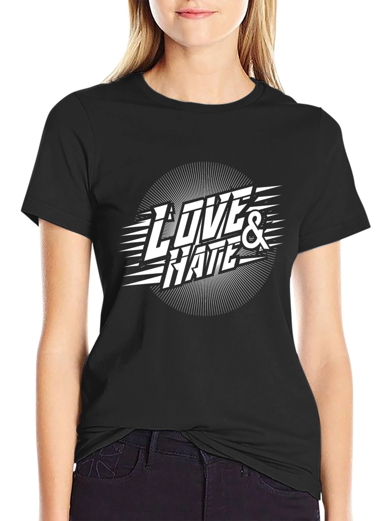 Camiseta Negra Amor & Odio Diseño Gráfico