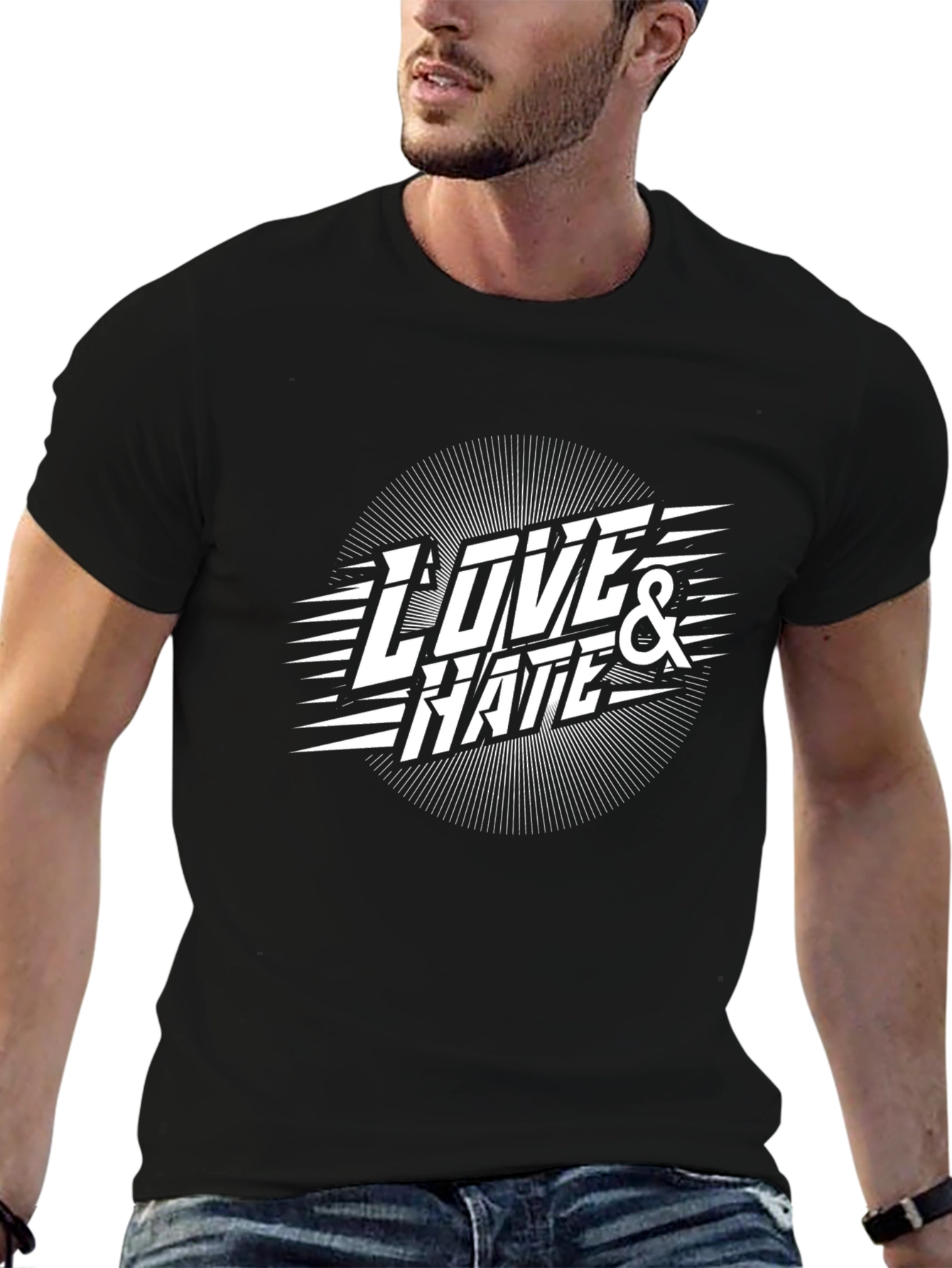 Camiseta Negra Amor & Odio Diseño Gráfico