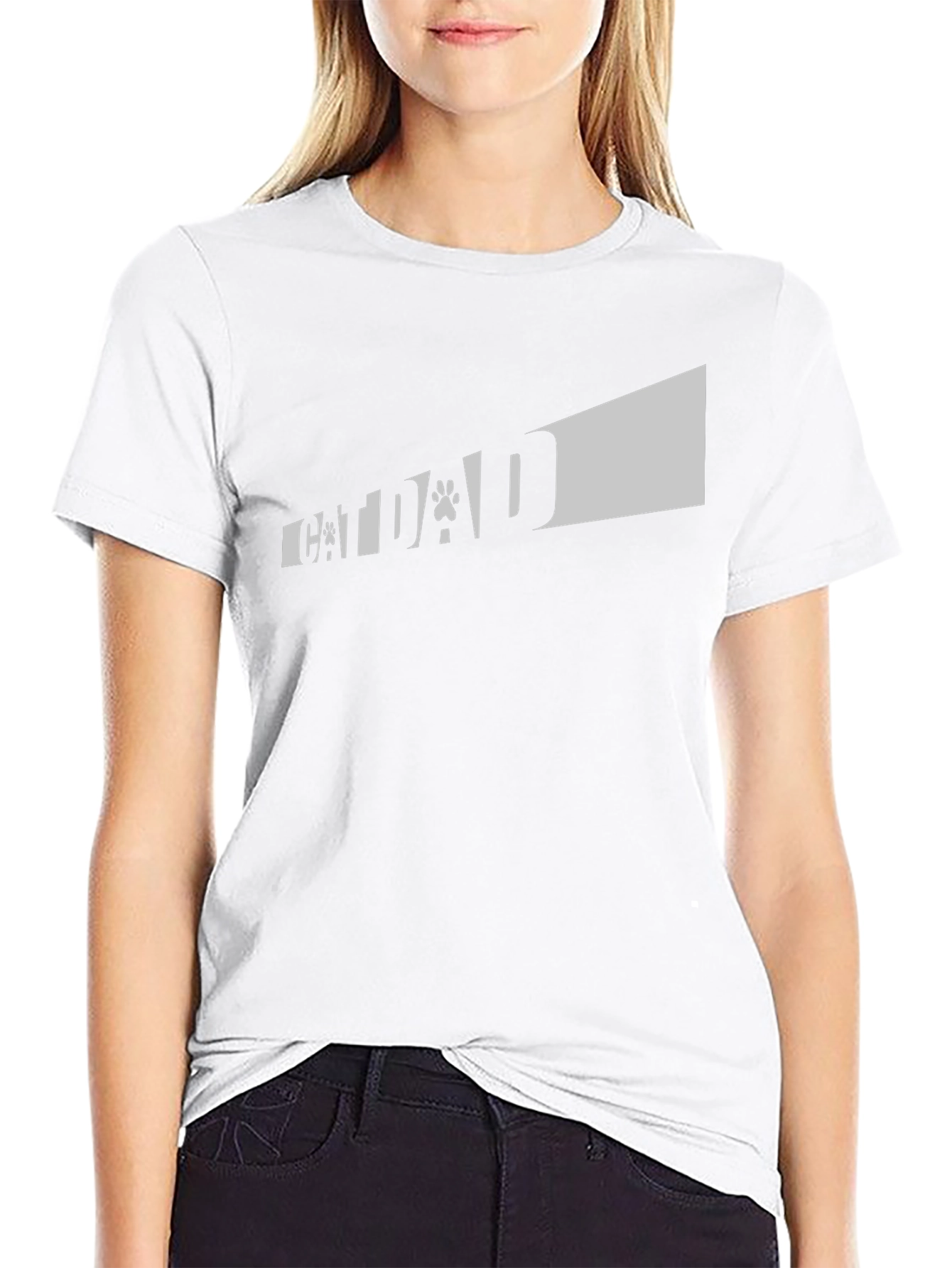 Camiseta Negra Cat Dad para Amantes de los Gatos