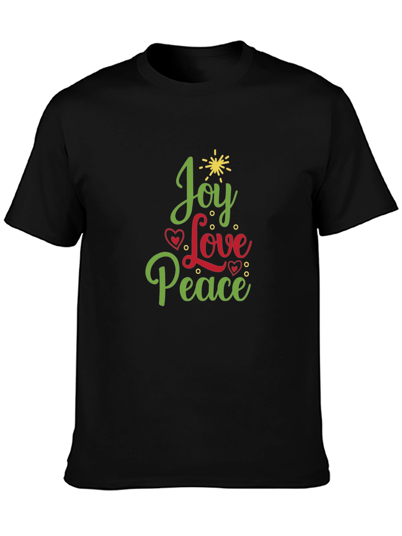 Camiseta Negra Joy Love Peace Festiva