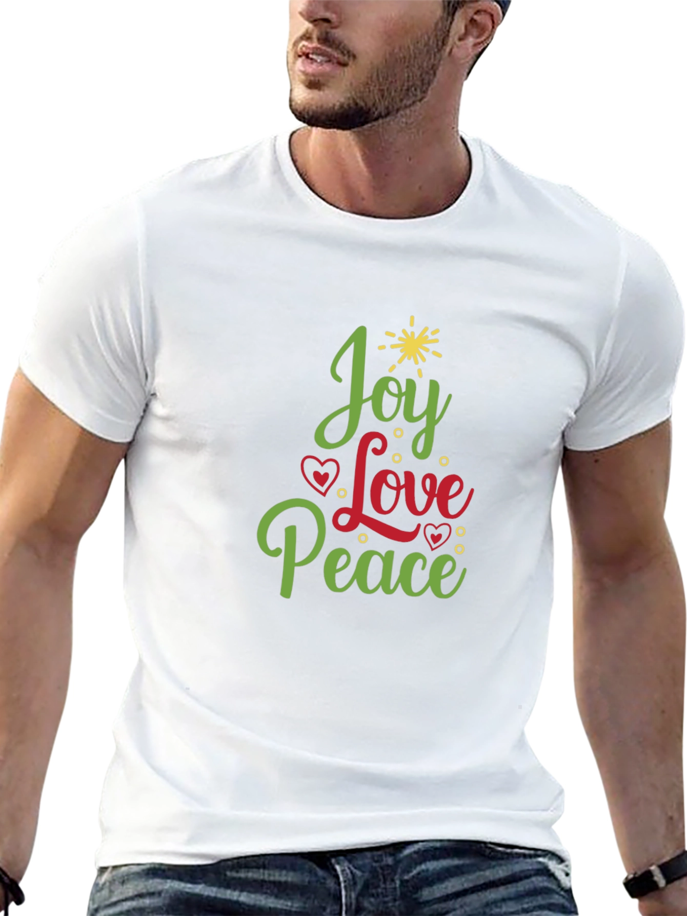 Camiseta Negra Joy Love Peace Festiva
