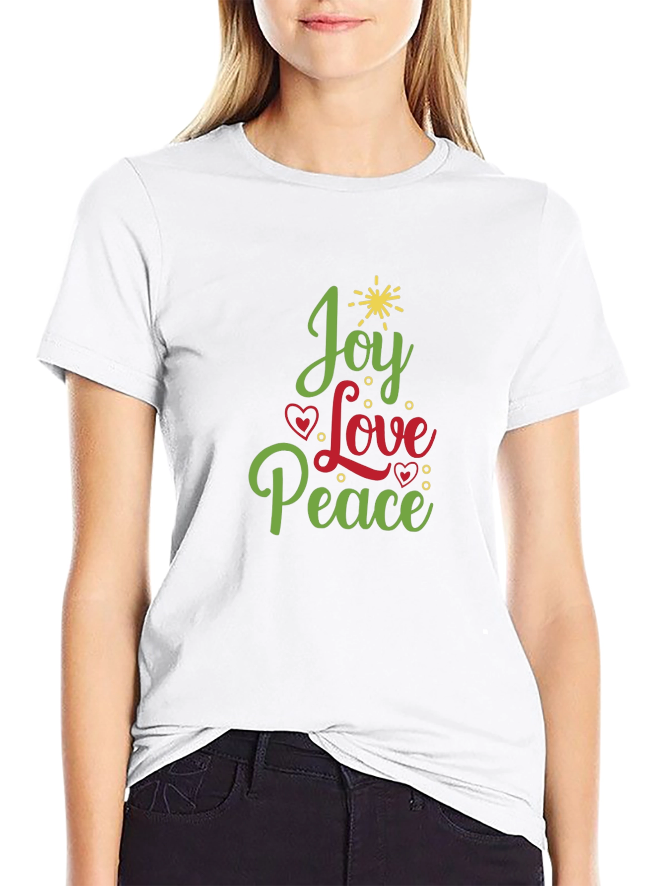 Camiseta Negra Joy Love Peace Festiva