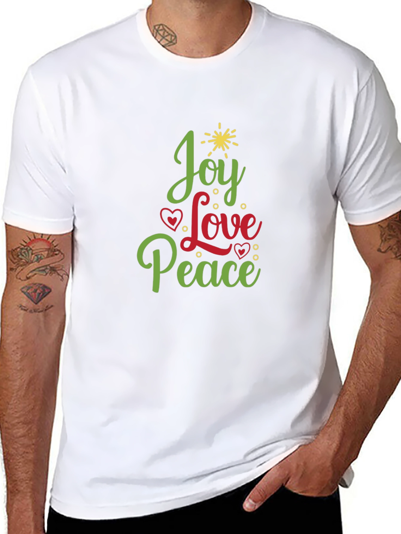 Camiseta Negra Joy Love Peace Festiva