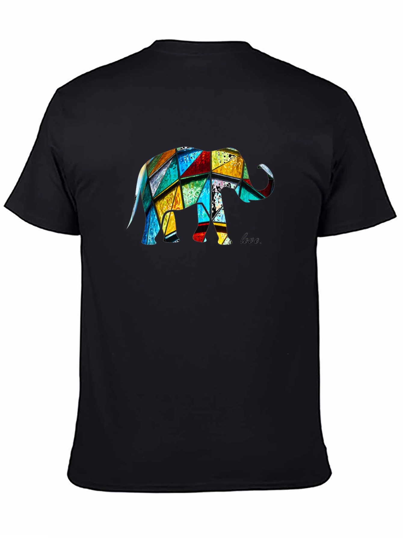 Camiseta Negra con Diseño de Elefante Geométrico