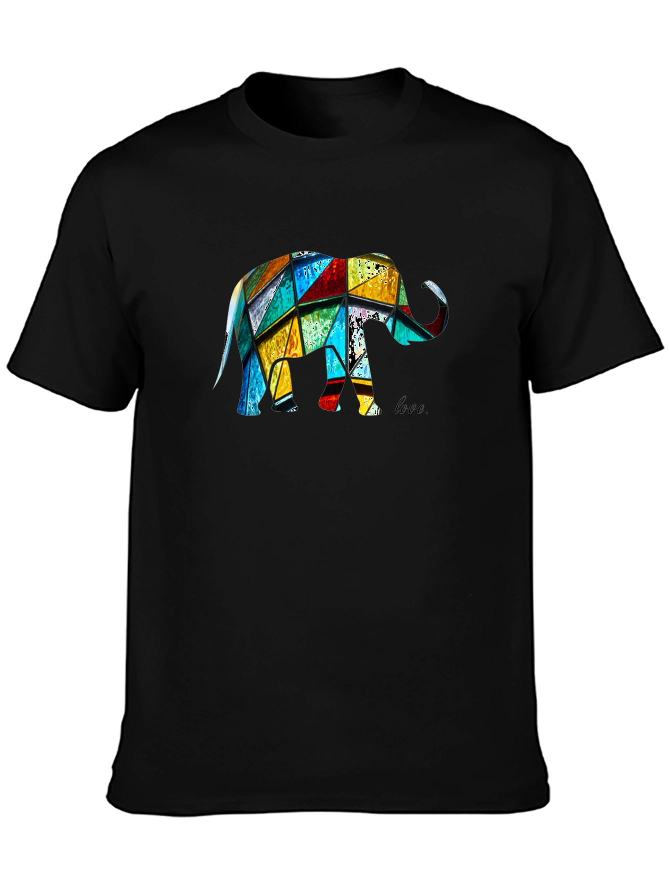 Camiseta Negra con Diseño de Elefante Geométrico