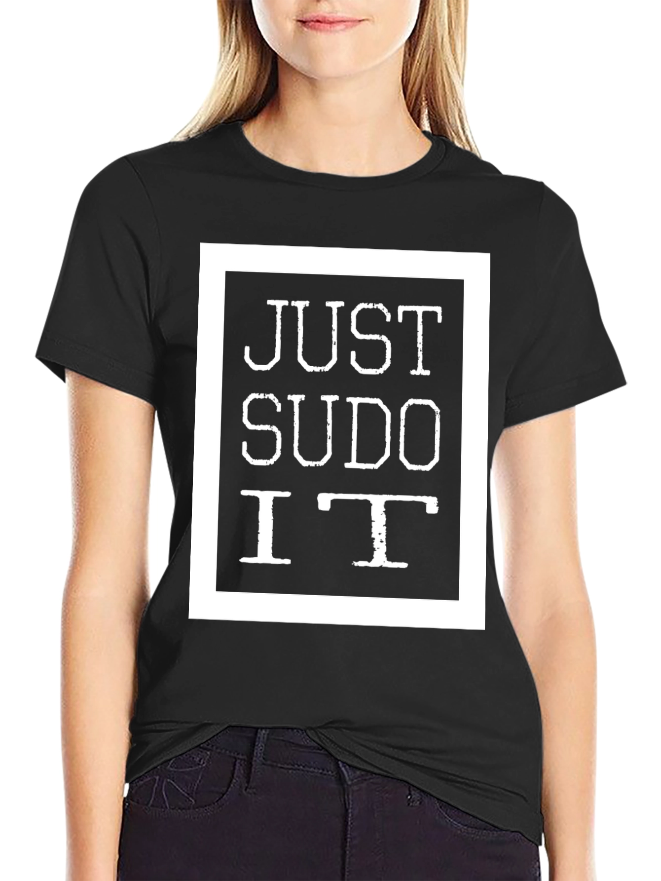 Camiseta Negra Just Sudo It - Informática