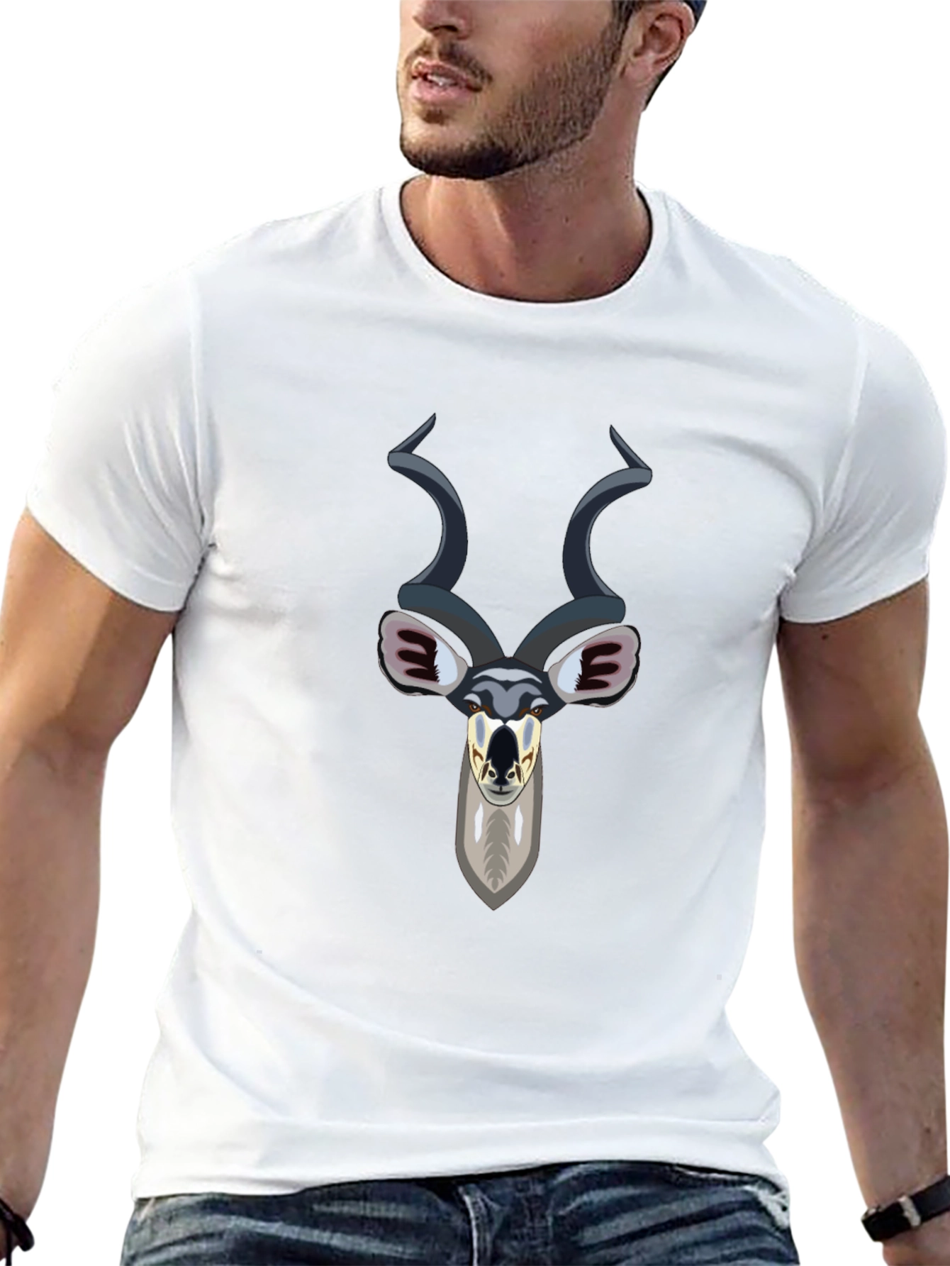 Camiseta Negra con Diseño de Antílope Kudu