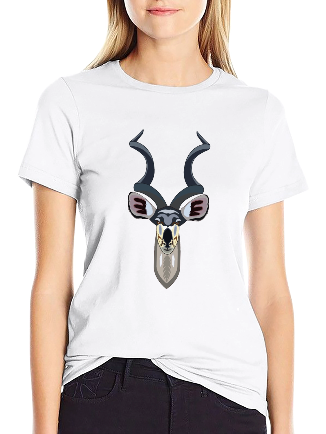 Camiseta Negra con Diseño de Antílope Kudu