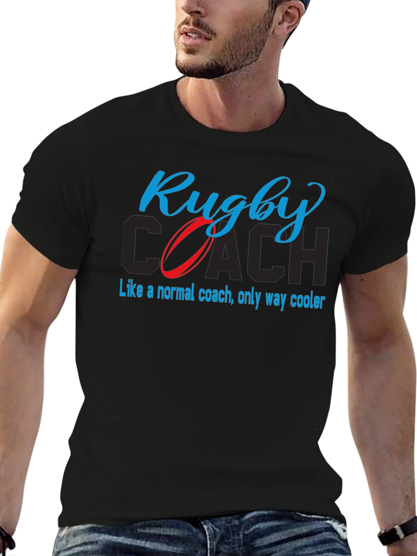 Camiseta Negra Rugby Coach - Estilo Único