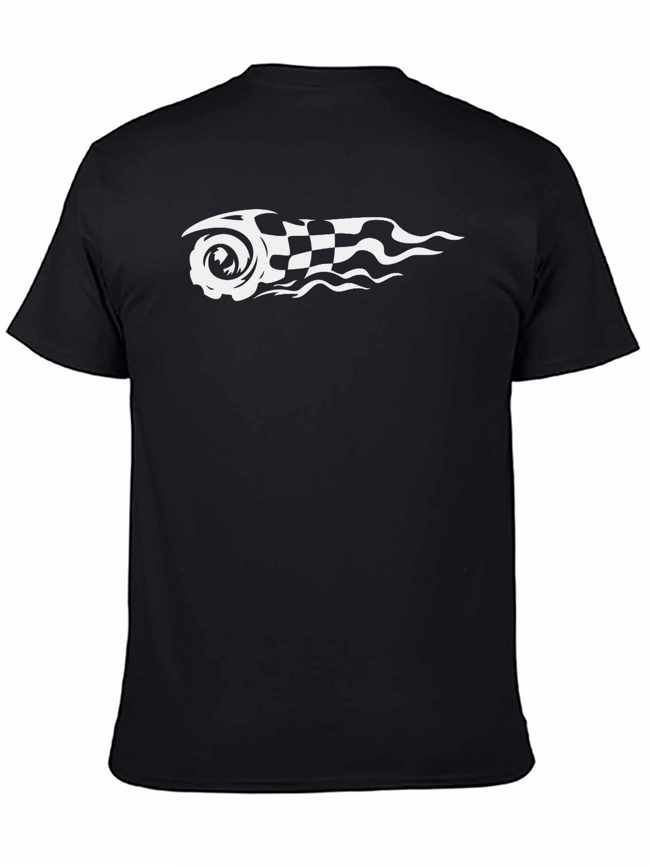 Camiseta Negra con Diseño de Carrera