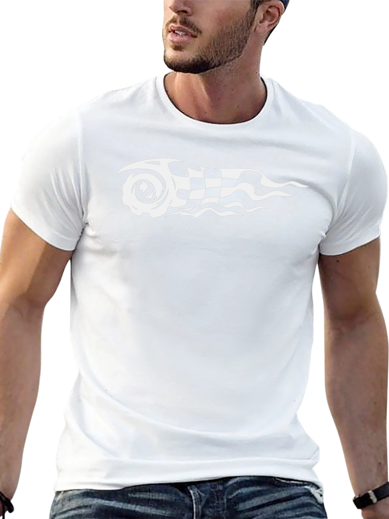 Camiseta Negra con Diseño de Carrera
