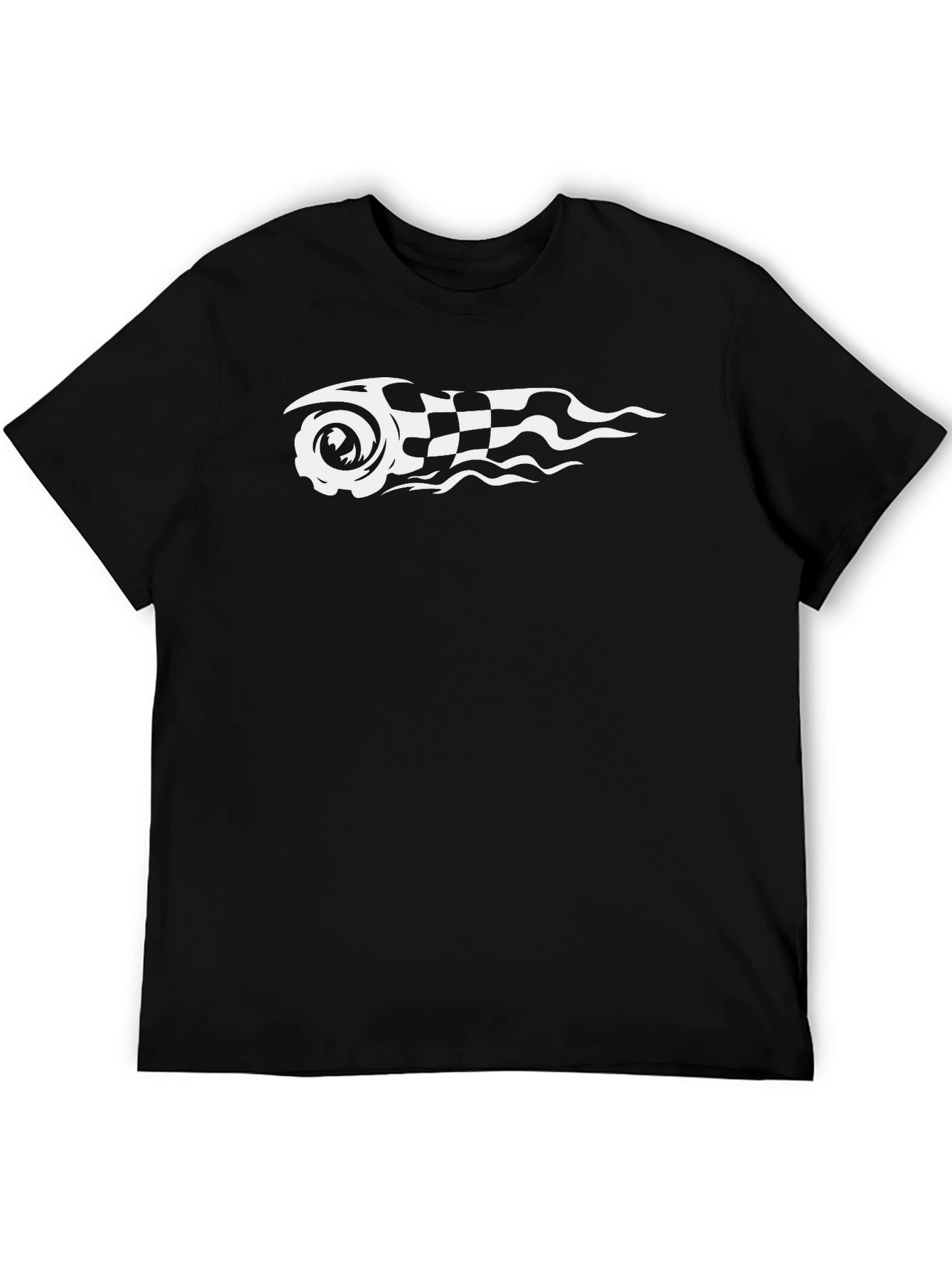 Camiseta Negra con Diseño de Carrera
