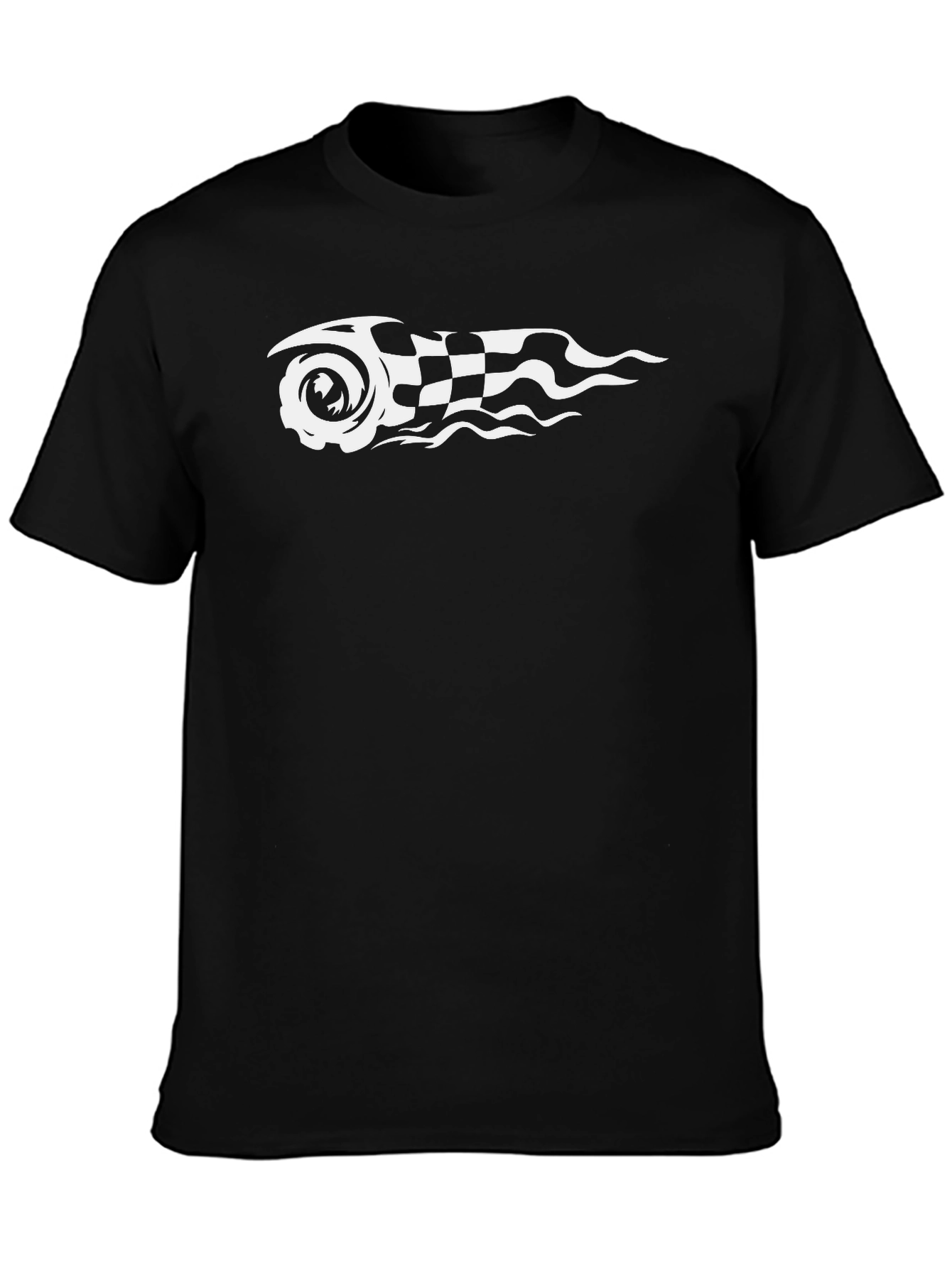 Camiseta Negra con Diseño de Carrera