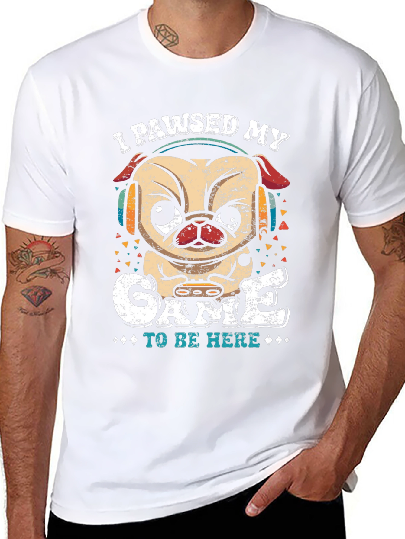 Camiseta Negra con Diseño de Pug Gamer