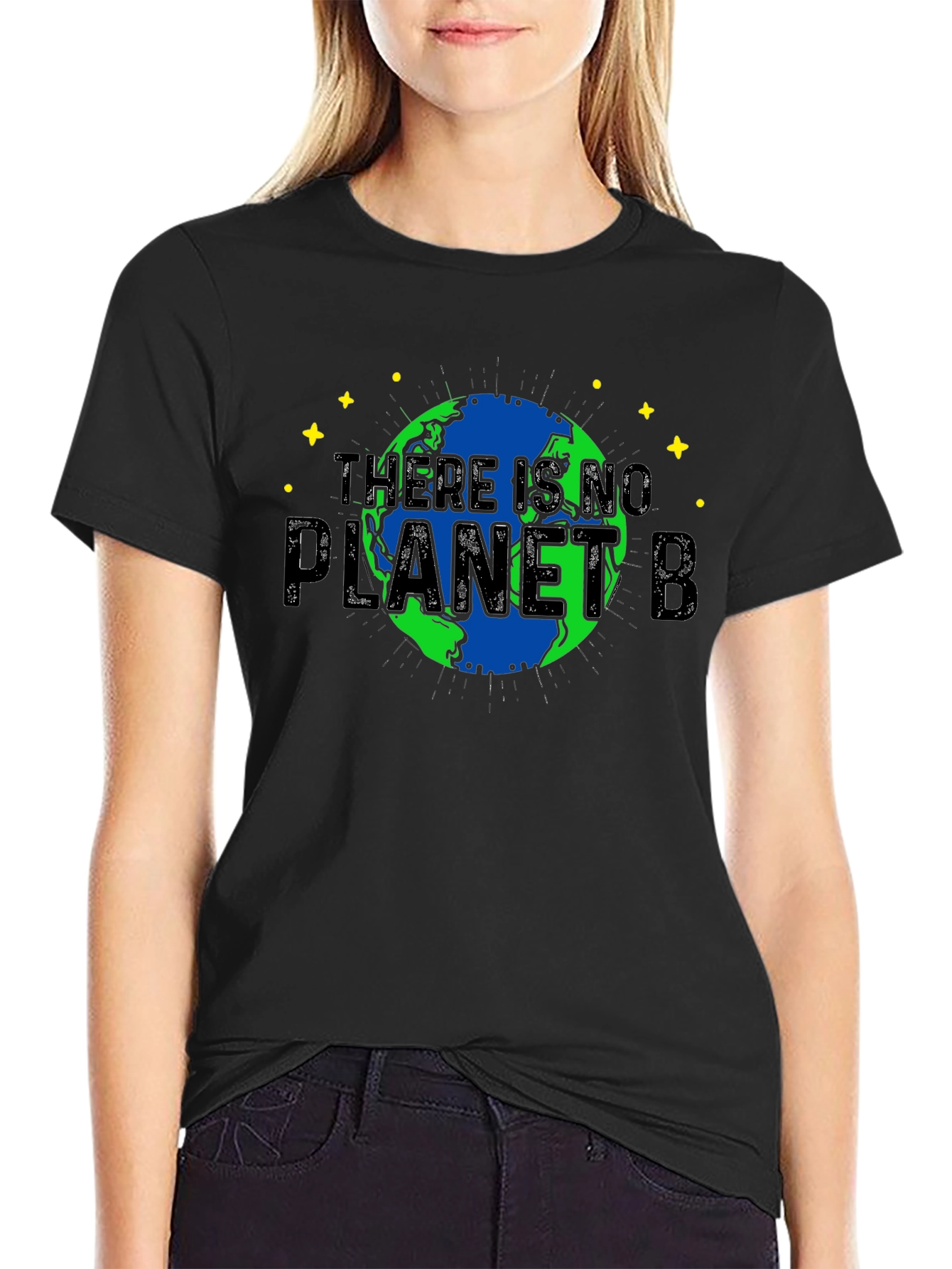 Camiseta Negra No Hay Planeta B para Conciencia Ambiental