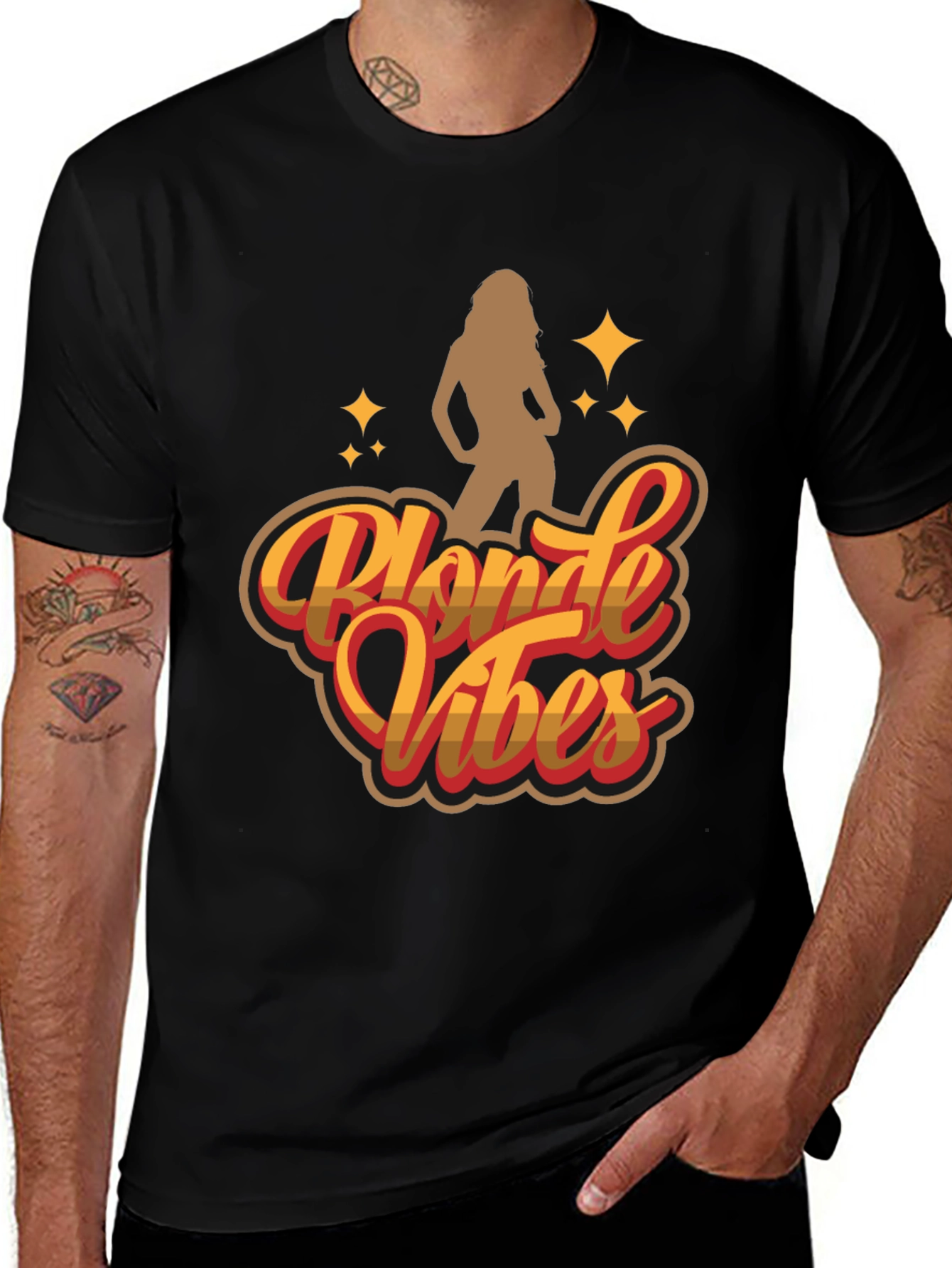 Camiseta Negra Blonde Vibes Estilo Retro