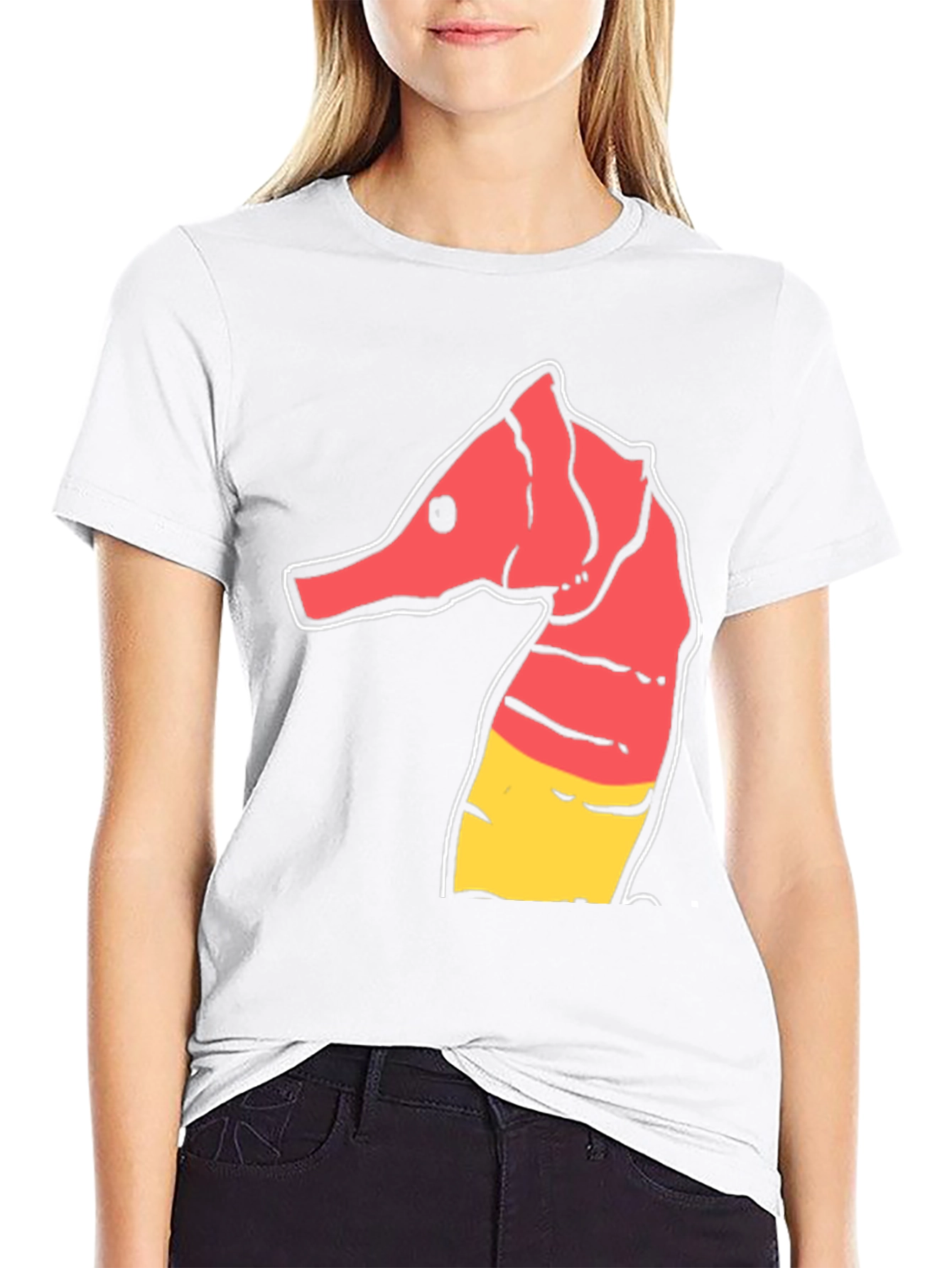 Camiseta Negra con Diseño de Hipocampo