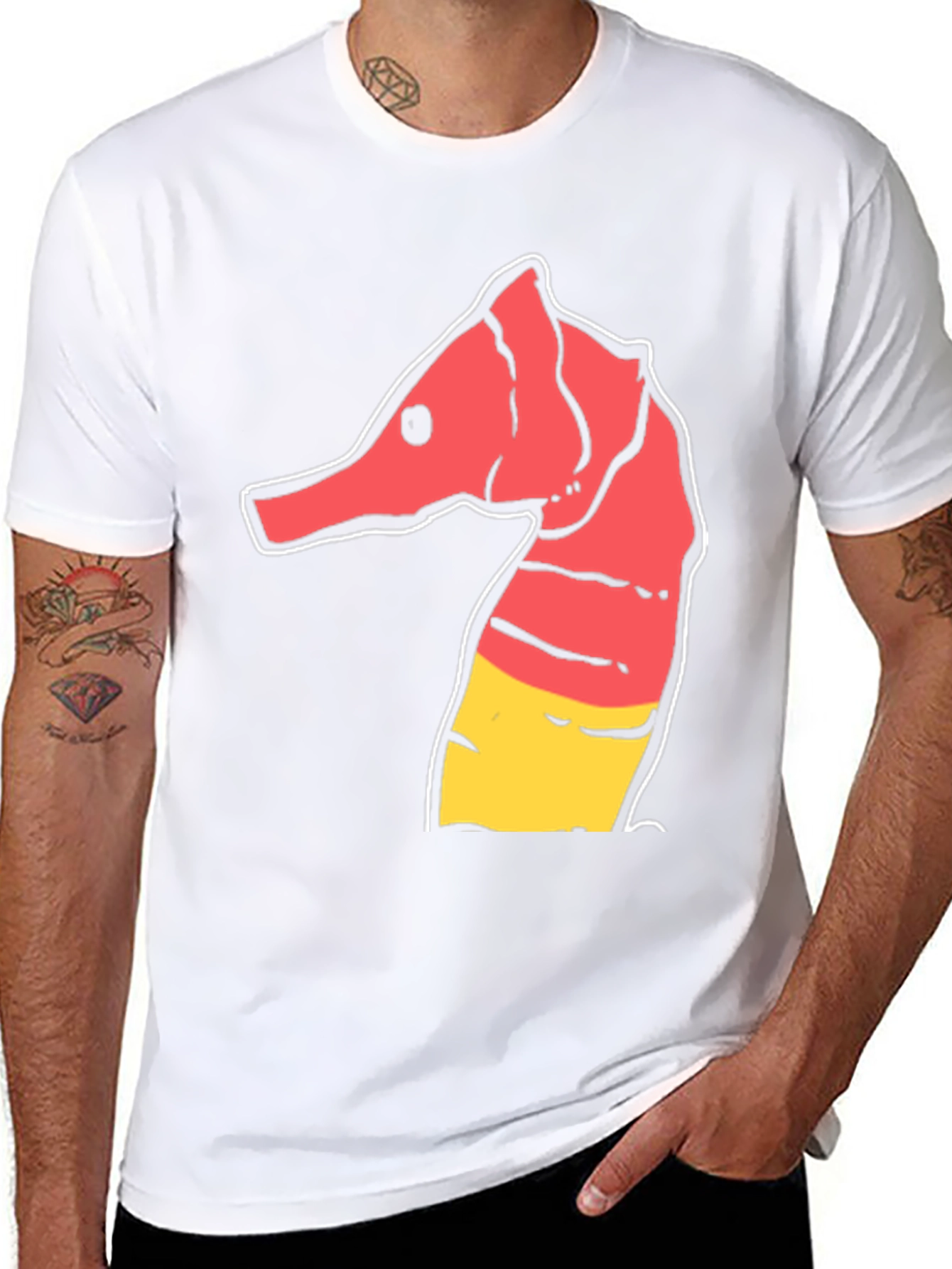 Camiseta Negra con Diseño de Hipocampo