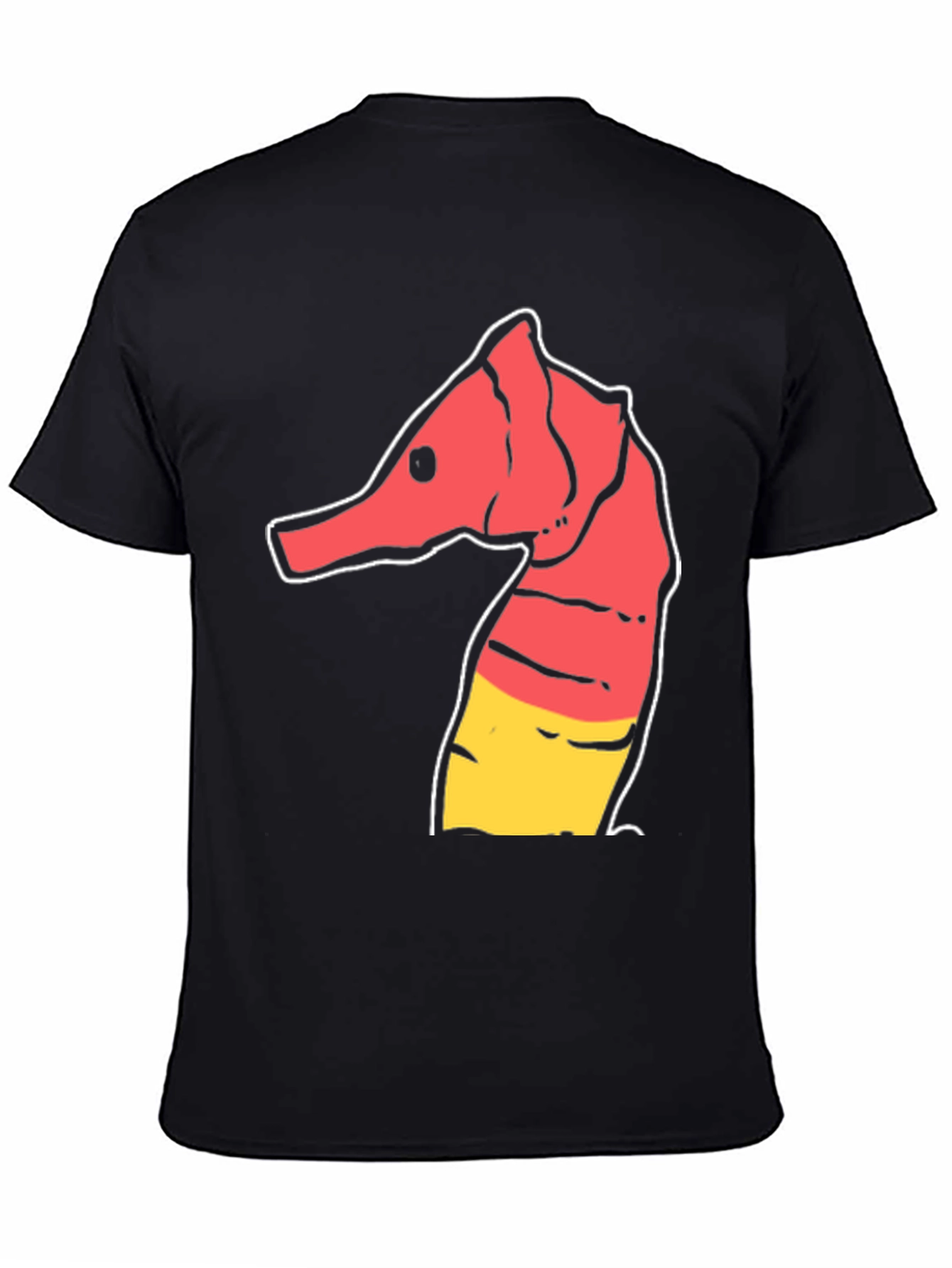 Camiseta Negra con Diseño de Hipocampo