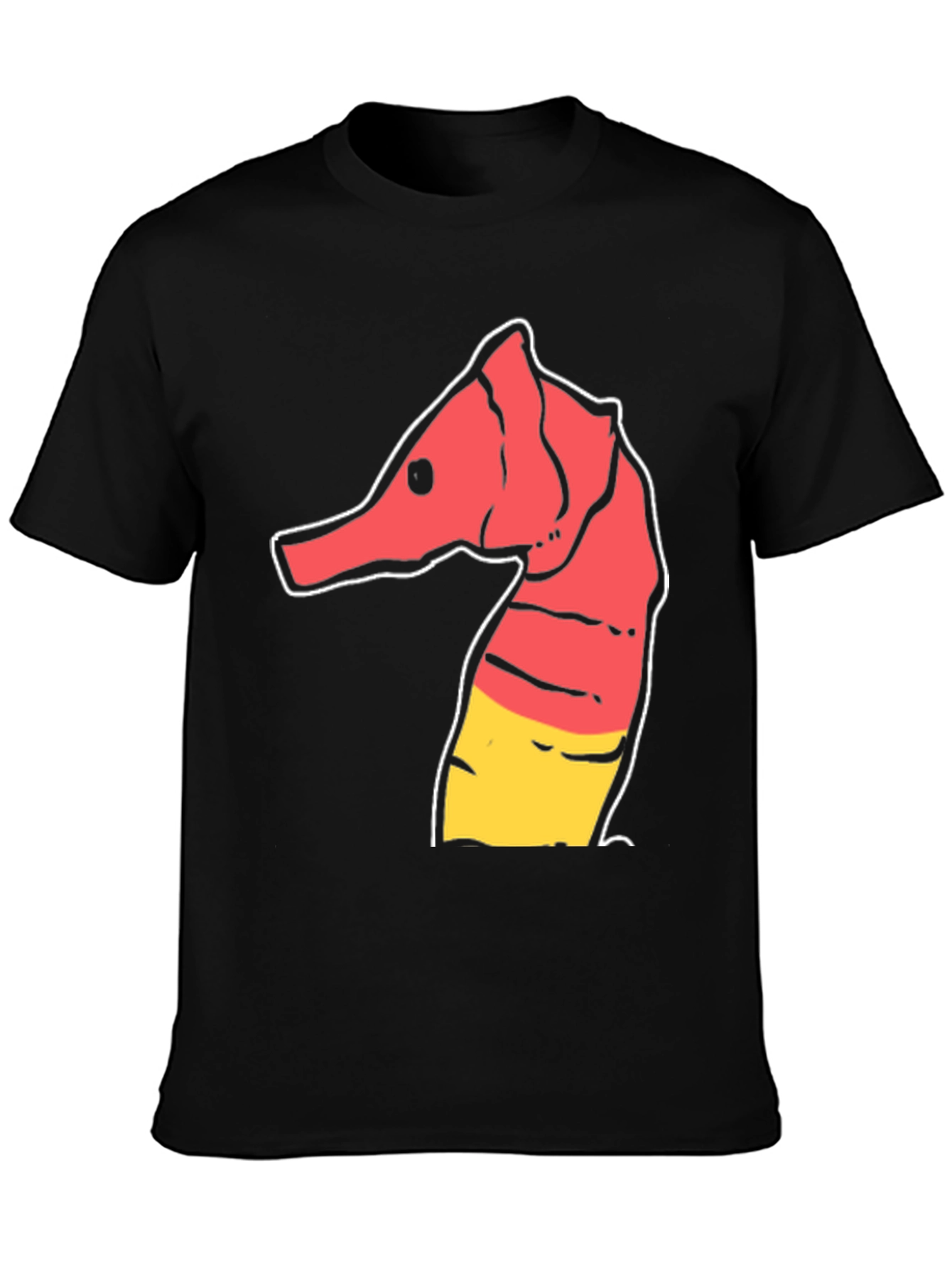 Camiseta Negra con Diseño de Hipocampo