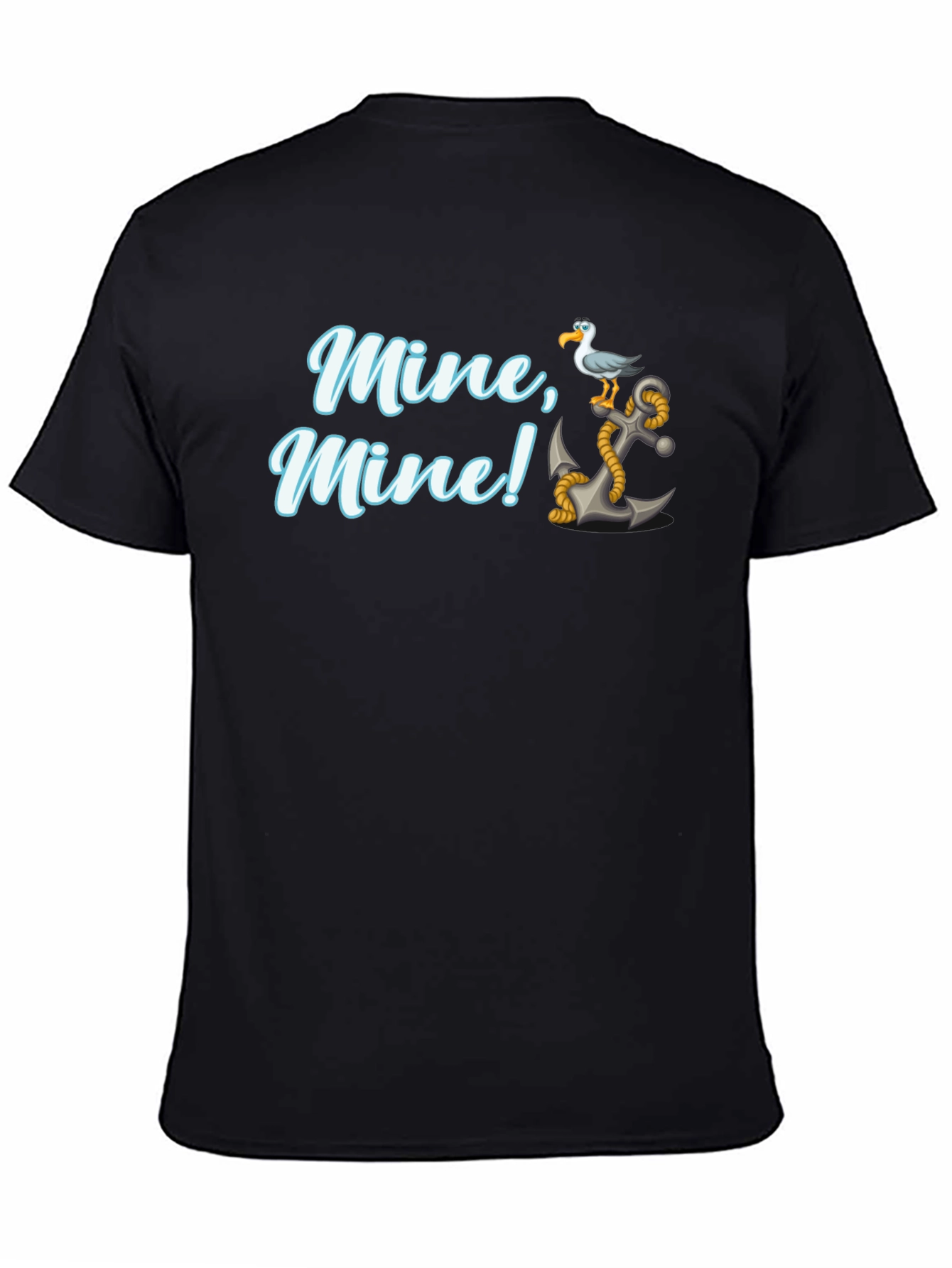 Camiseta Negra Mine Mine! con Ancla y Gaviota