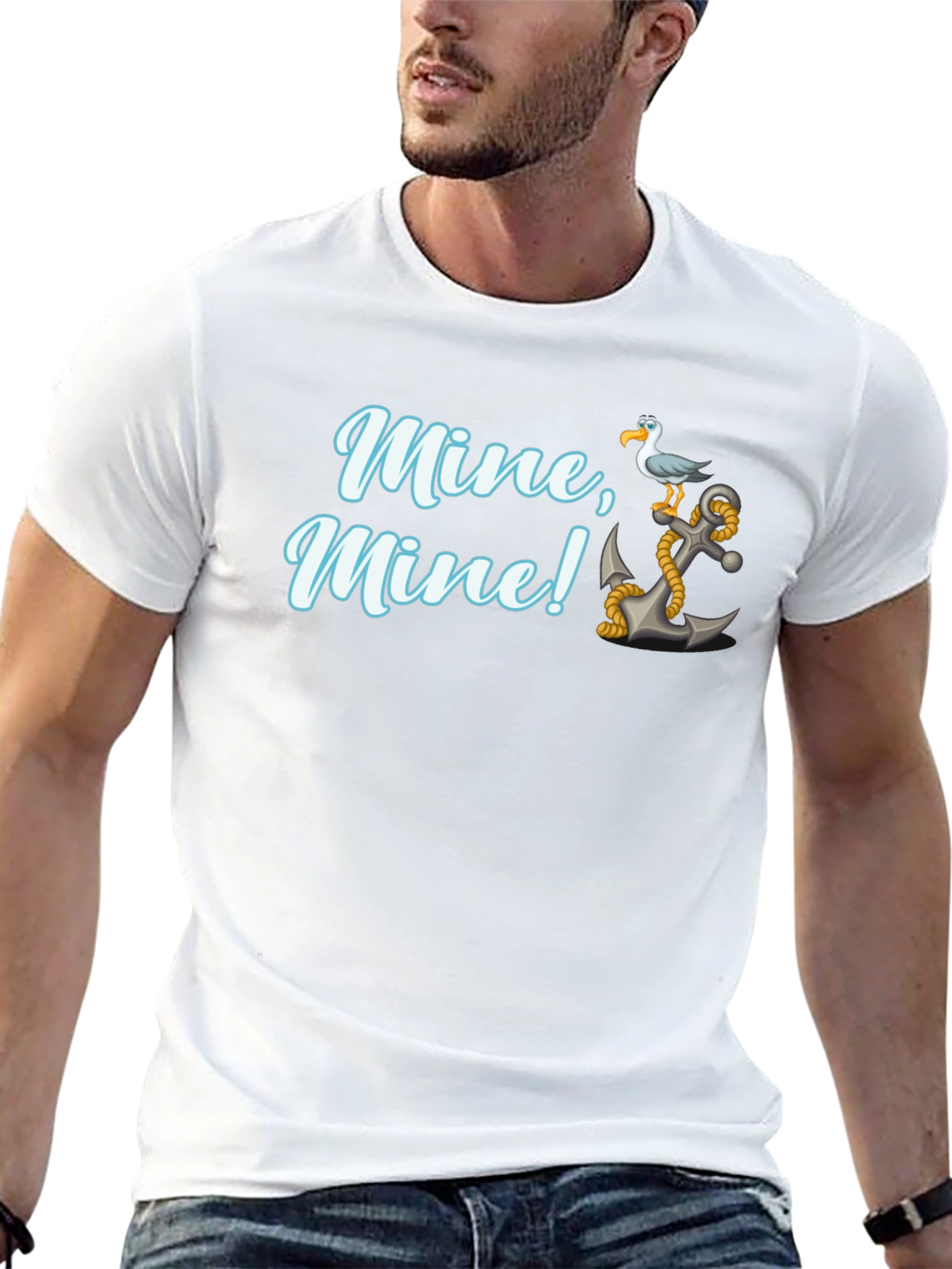 Camiseta Negra Mine Mine! con Ancla y Gaviota