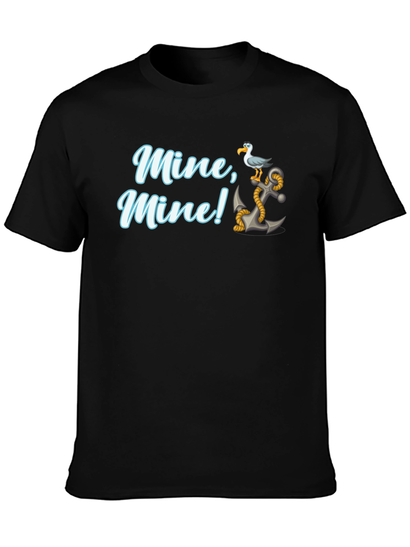 Camiseta Negra Mine Mine! con Ancla y Gaviota