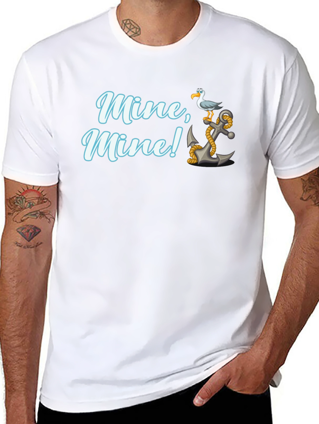 Camiseta Negra Mine Mine! con Ancla y Gaviota