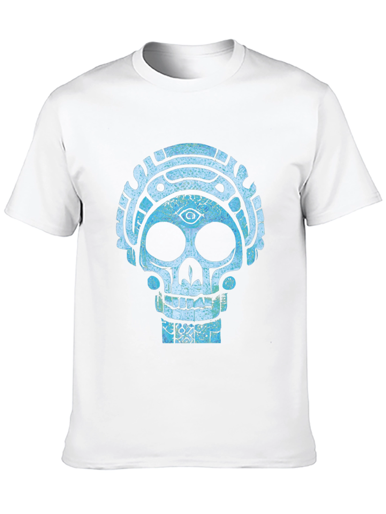 Camiseta Negra con Diseño de Calavera Azteca