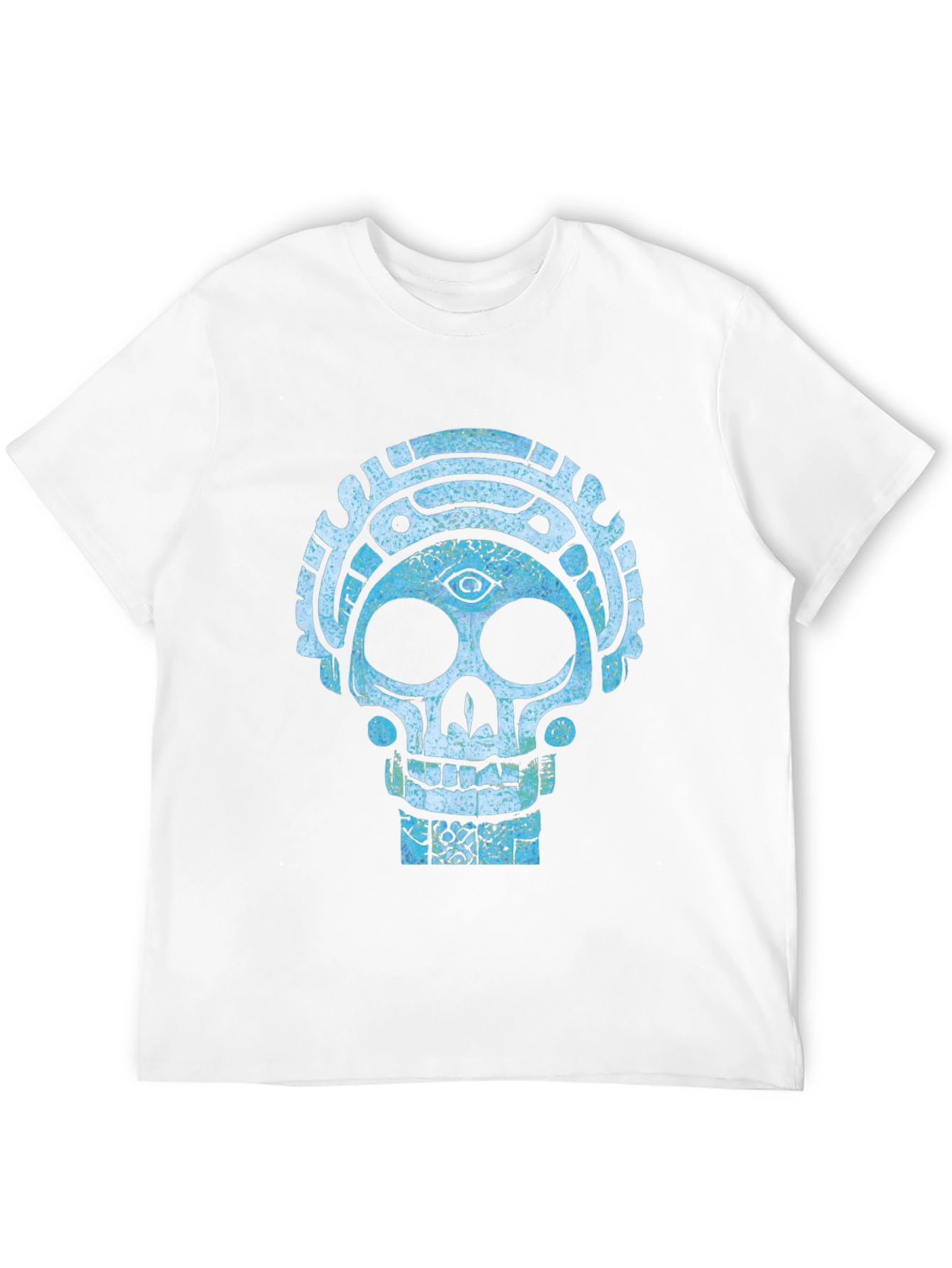 Camiseta Negra con Diseño de Calavera Azteca