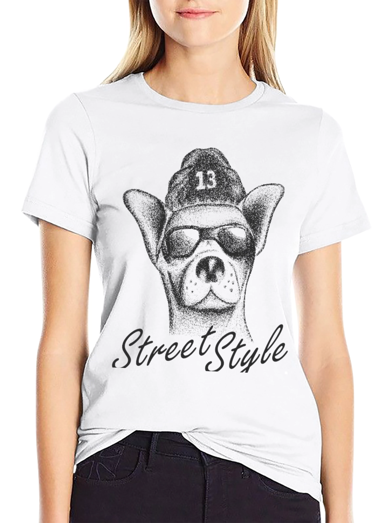 Camiseta Negra con Diseño de Perro Street Style