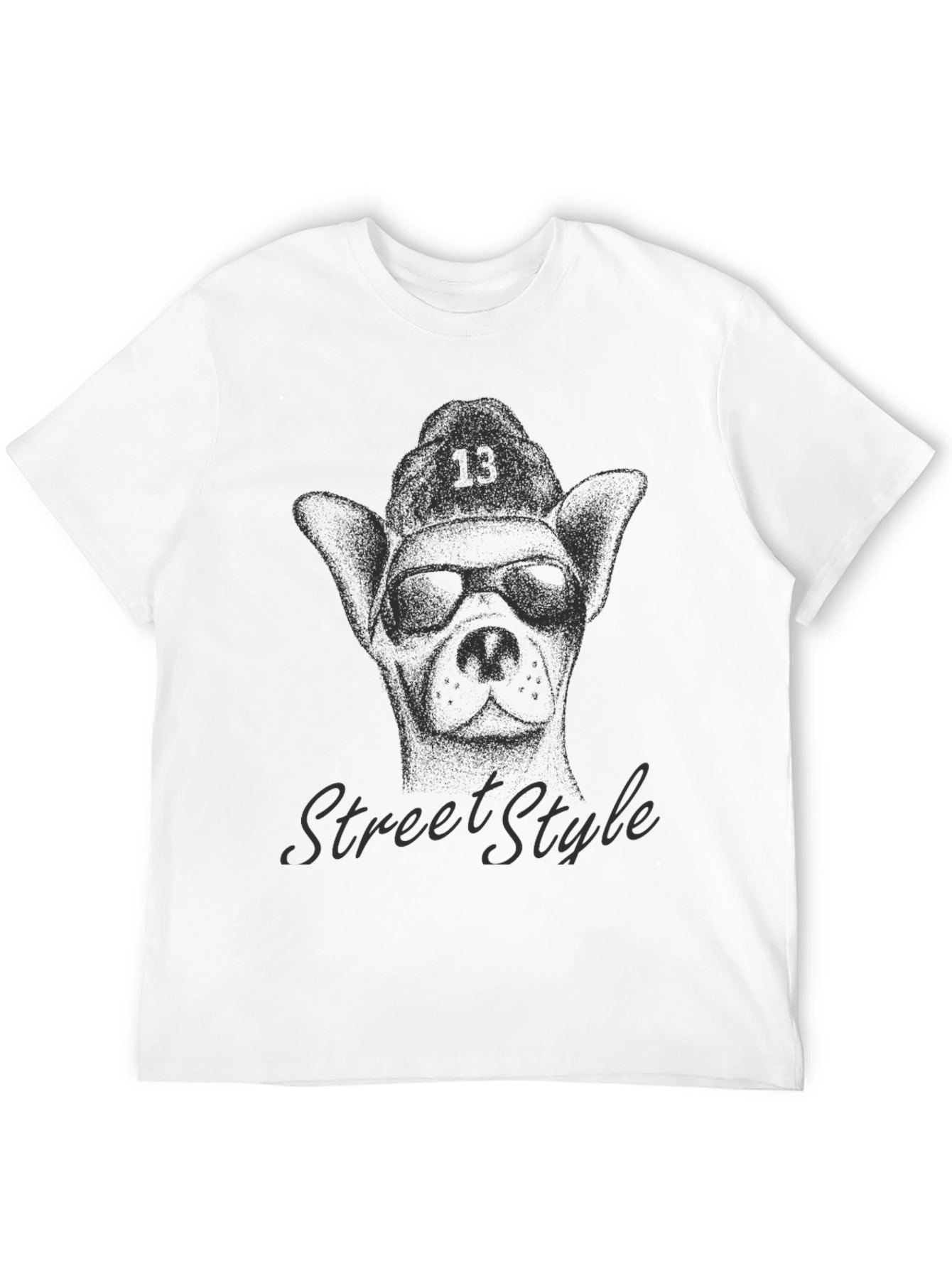 Camiseta Negra con Diseño de Perro Street Style