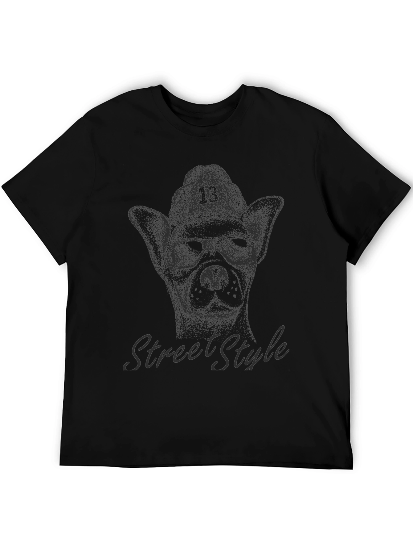 Camiseta Negra con Diseño de Perro Street Style