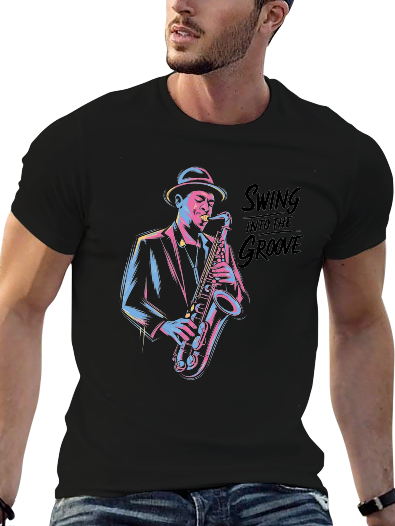 Camiseta Negra Jazzista con Estilo