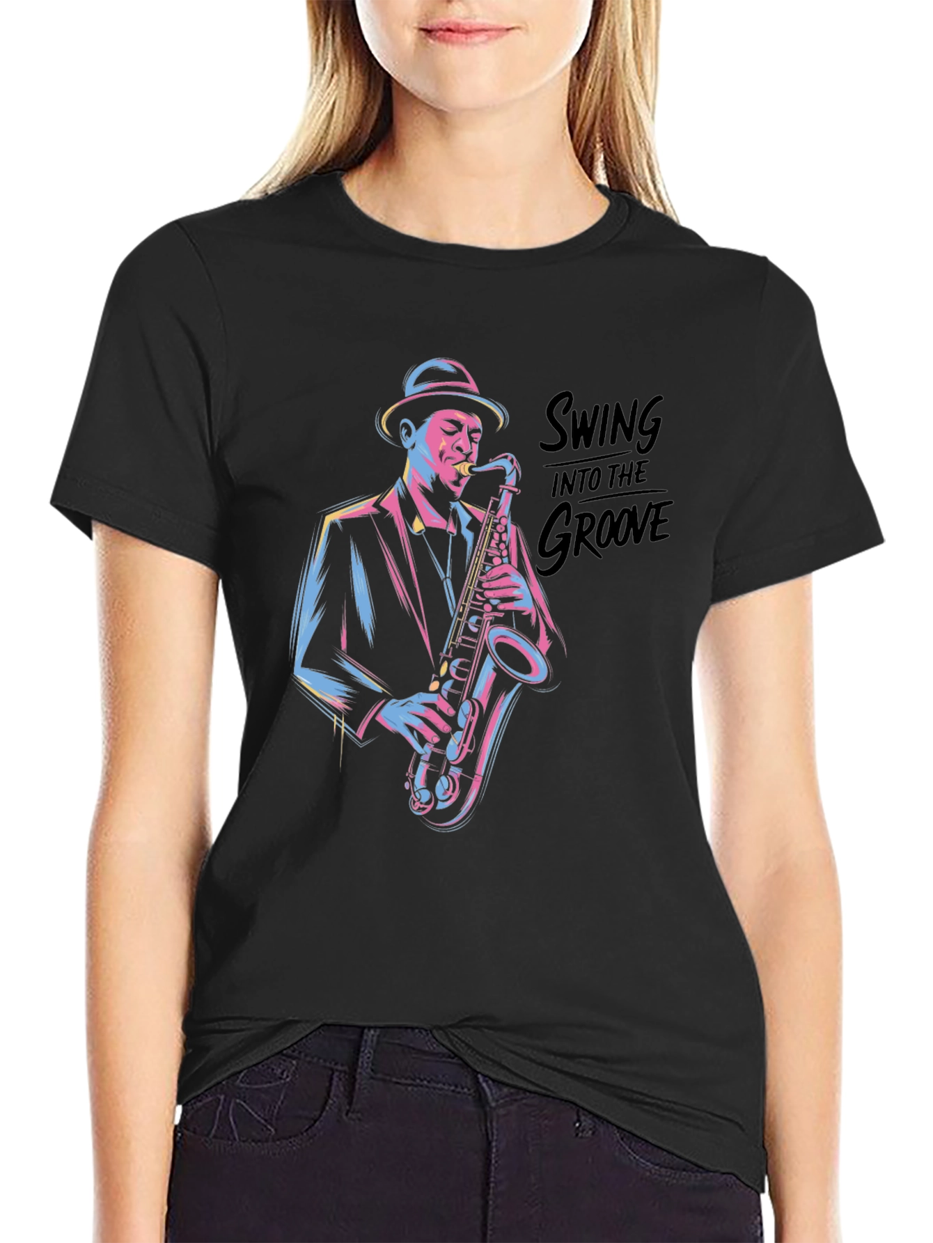 Camiseta Negra Jazzista con Estilo