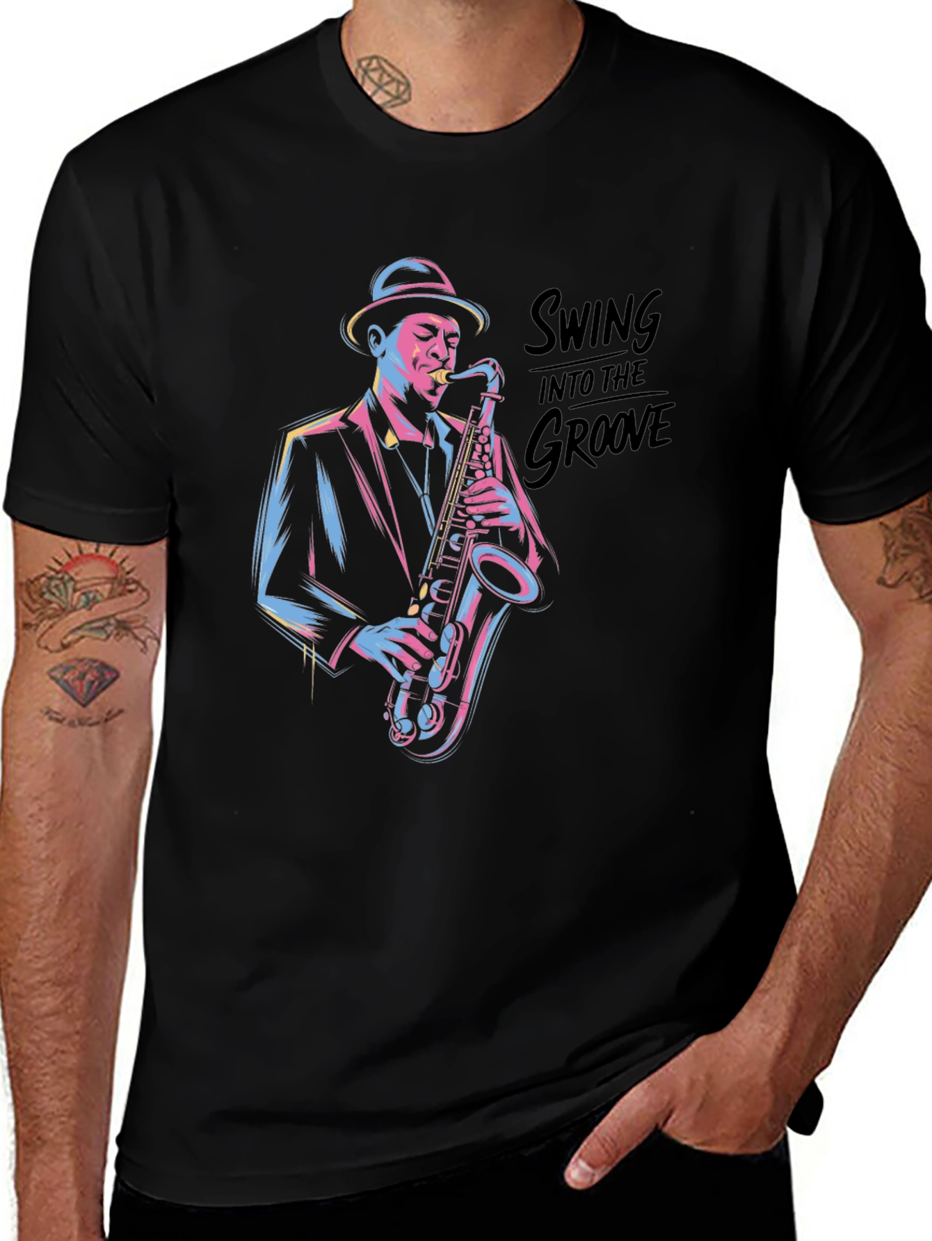 Camiseta Negra Jazzista con Estilo