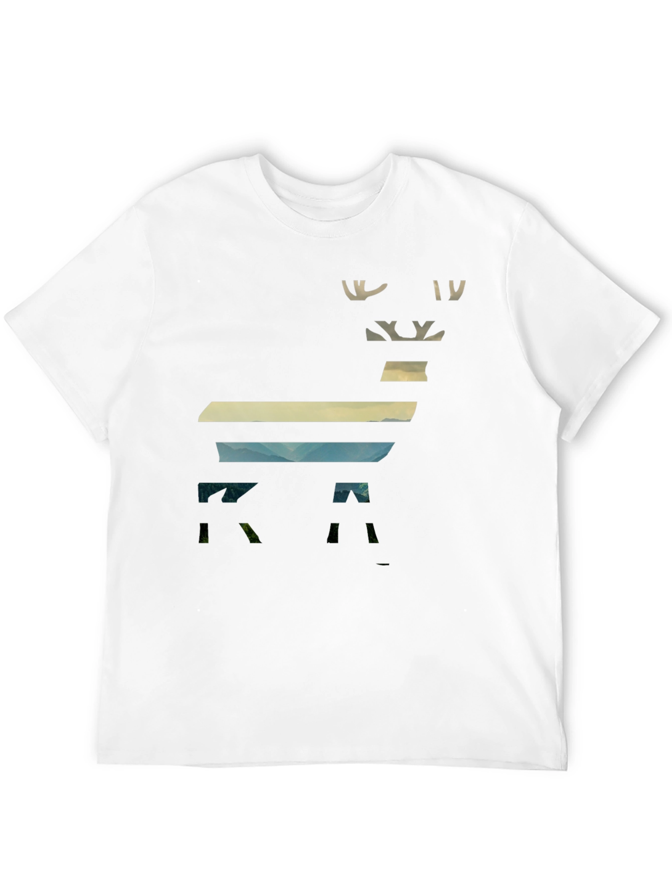 Camiseta Negra con Diseño de Ciervo Paisajista