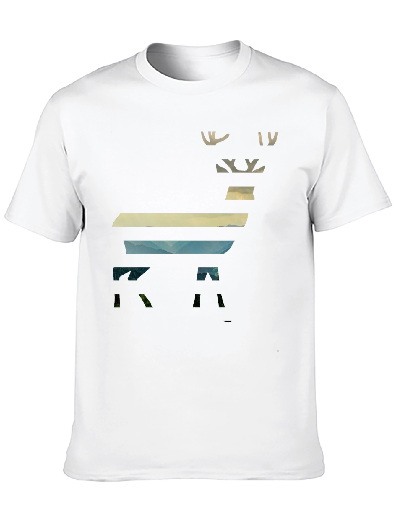 Camiseta Negra con Diseño de Ciervo Paisajista