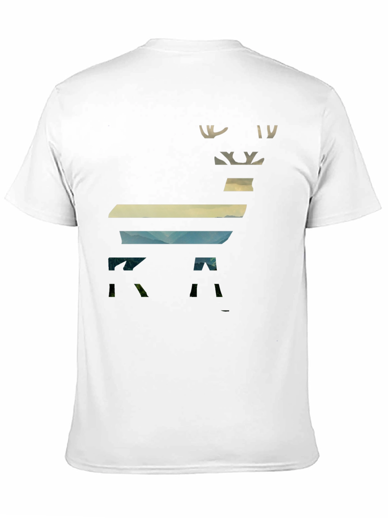 Camiseta Negra con Diseño de Ciervo Paisajista