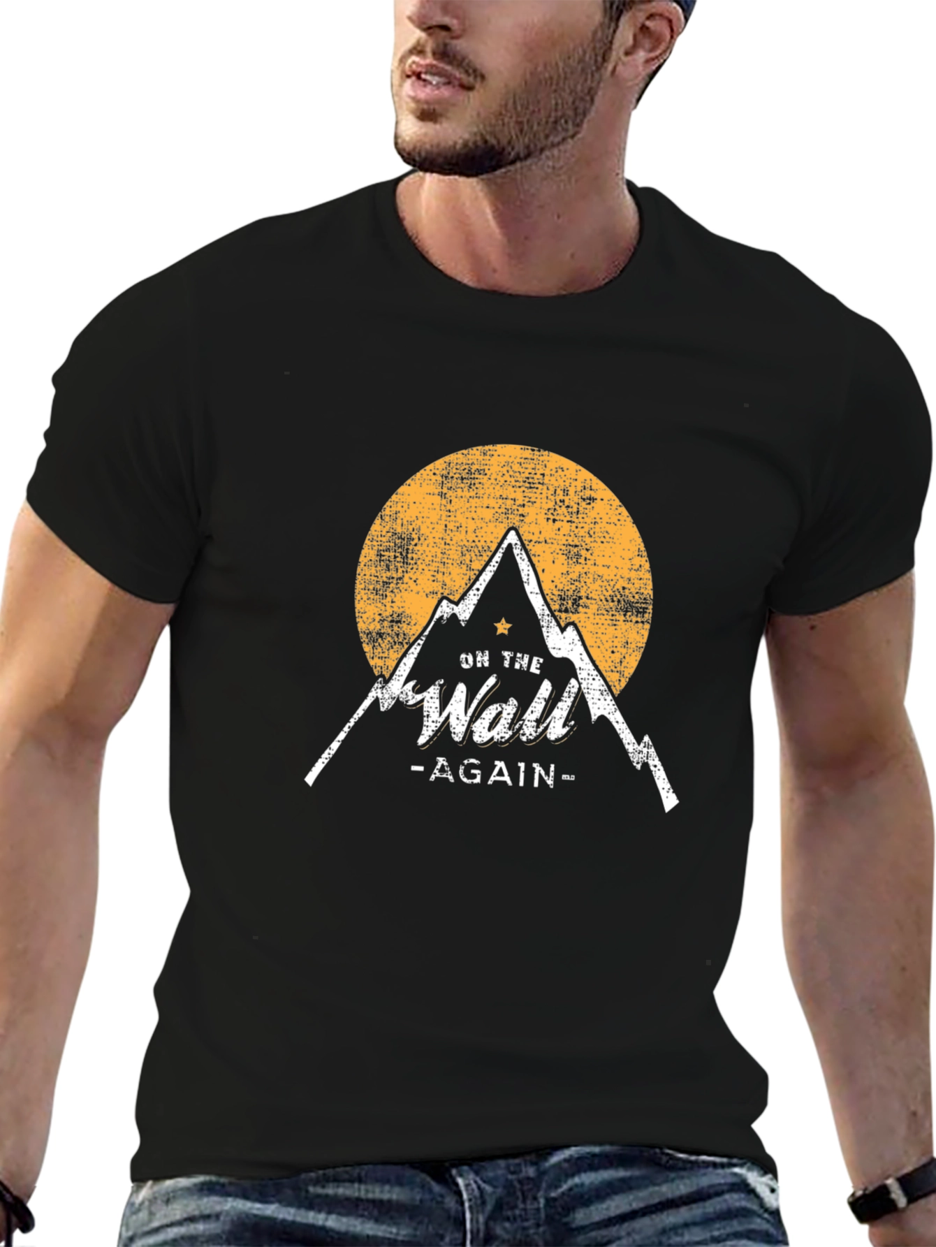 Camiseta Negra On the Wall Again Montaña