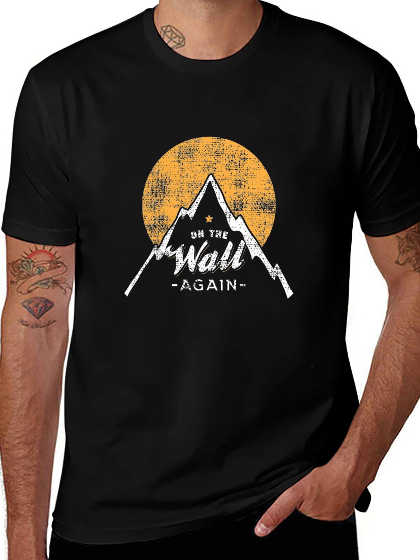 Camiseta Negra On the Wall Again Montaña