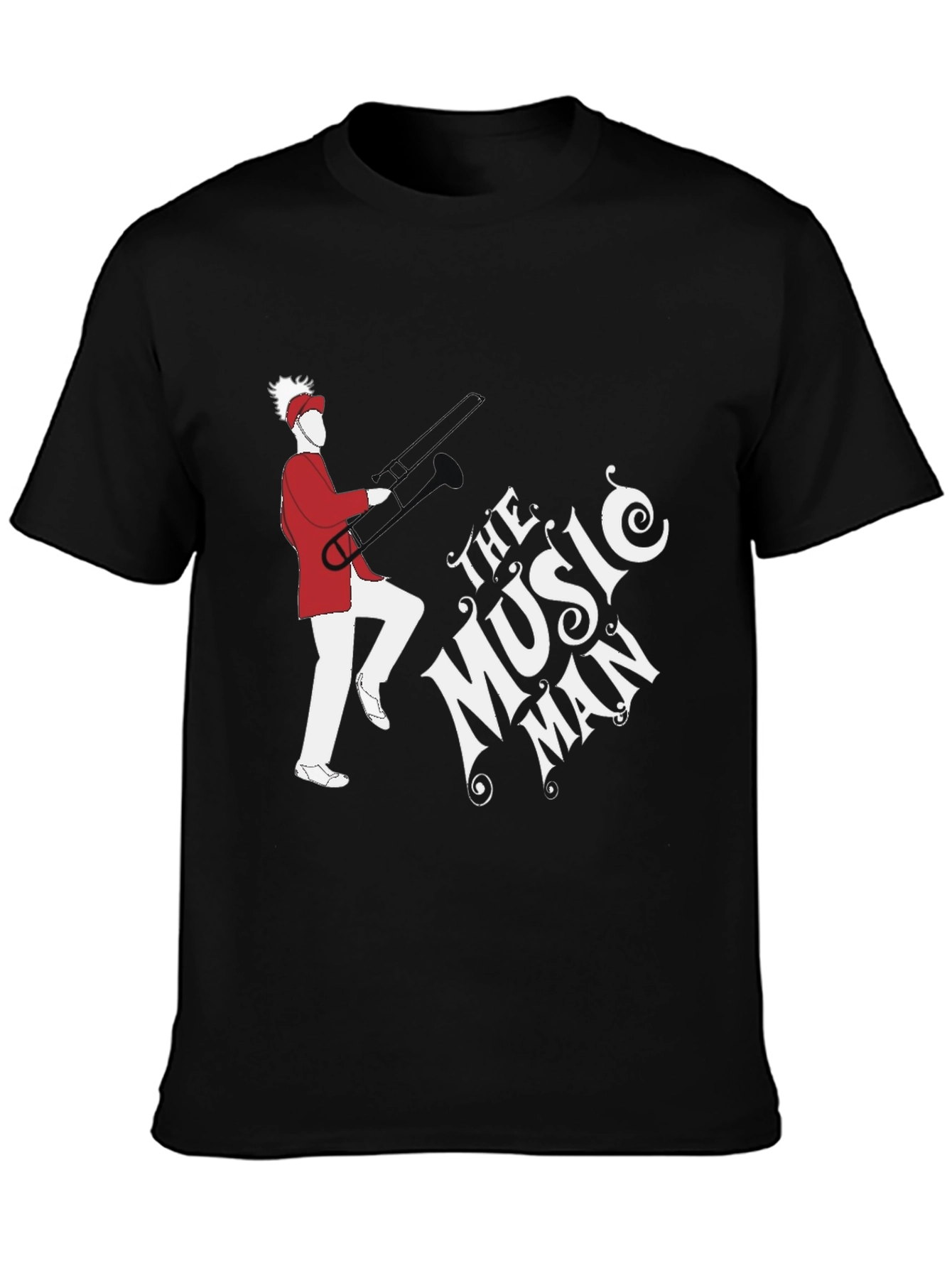 Camiseta Negra The Music Man con Diseño Gráfico Único
