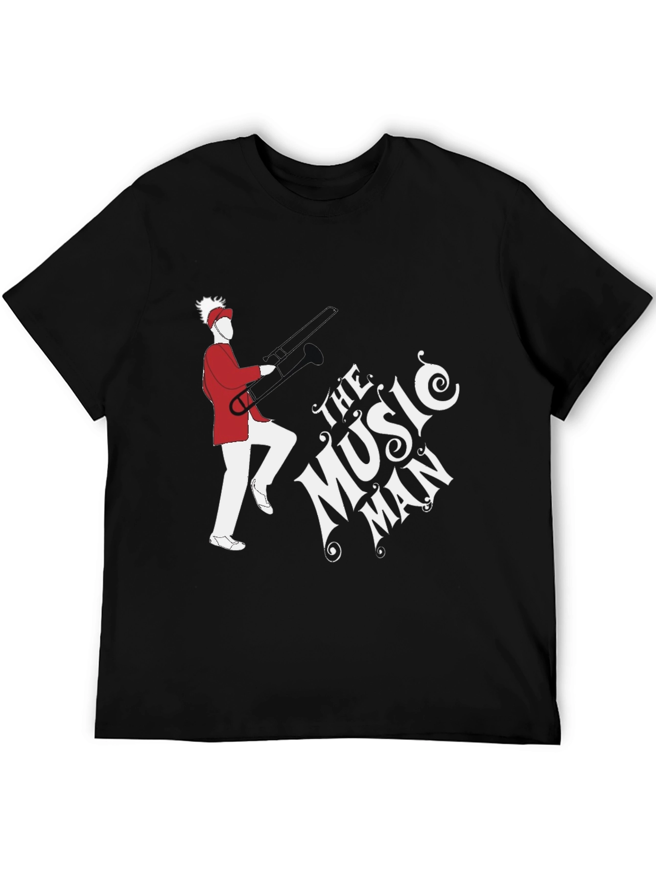 Camiseta Negra The Music Man con Diseño Gráfico Único