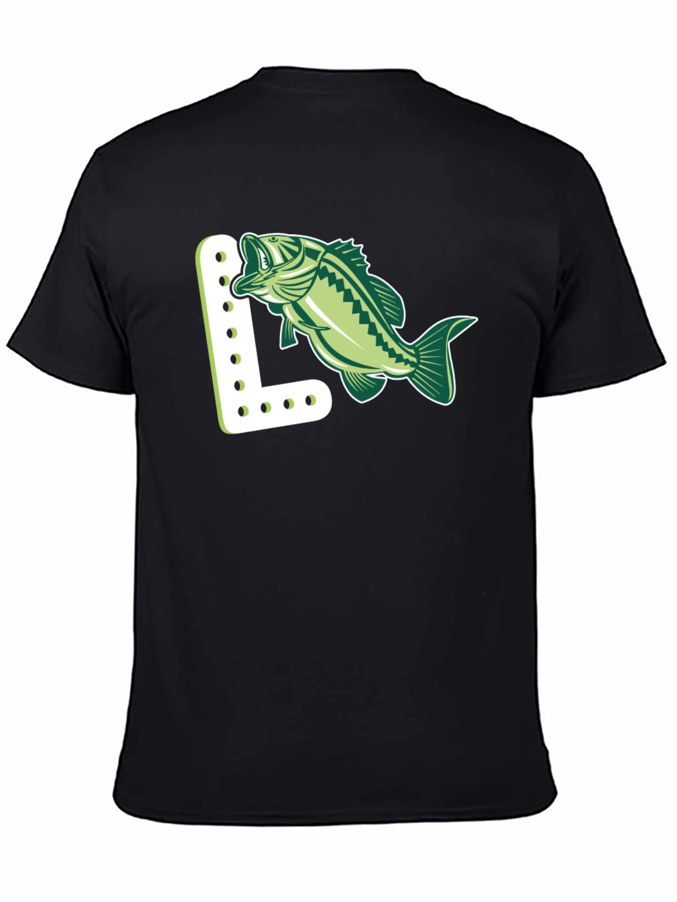 Camiseta Negra con Diseño de Pez y Letra L